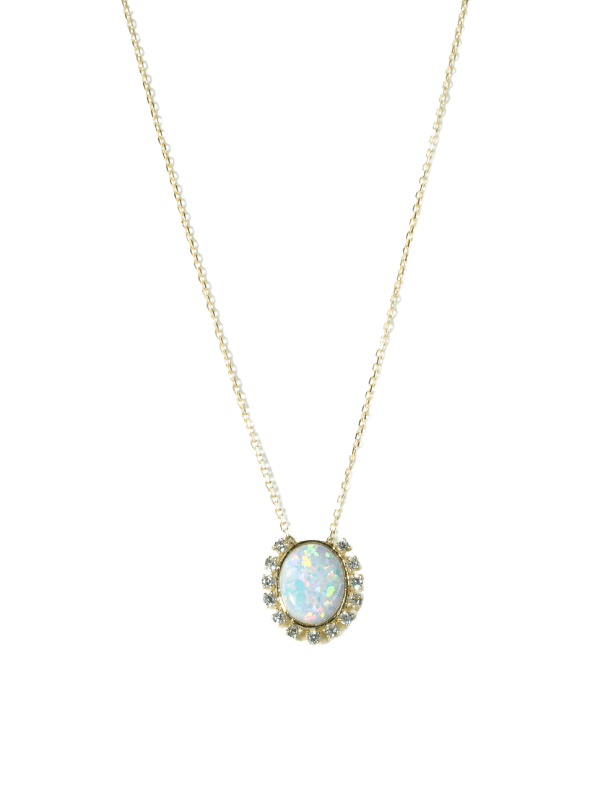 Opal Ovoid Gold Necklace 14361