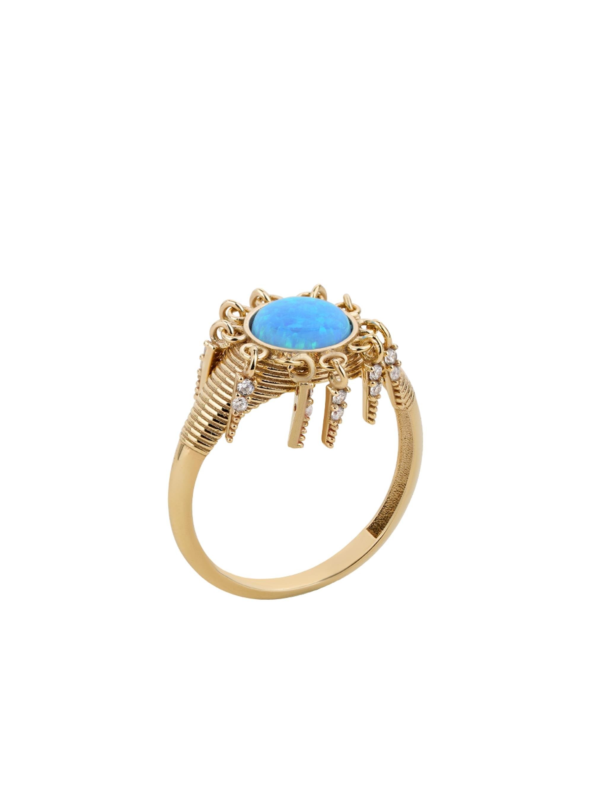 Opal Wind Bells Gold Ring 14280