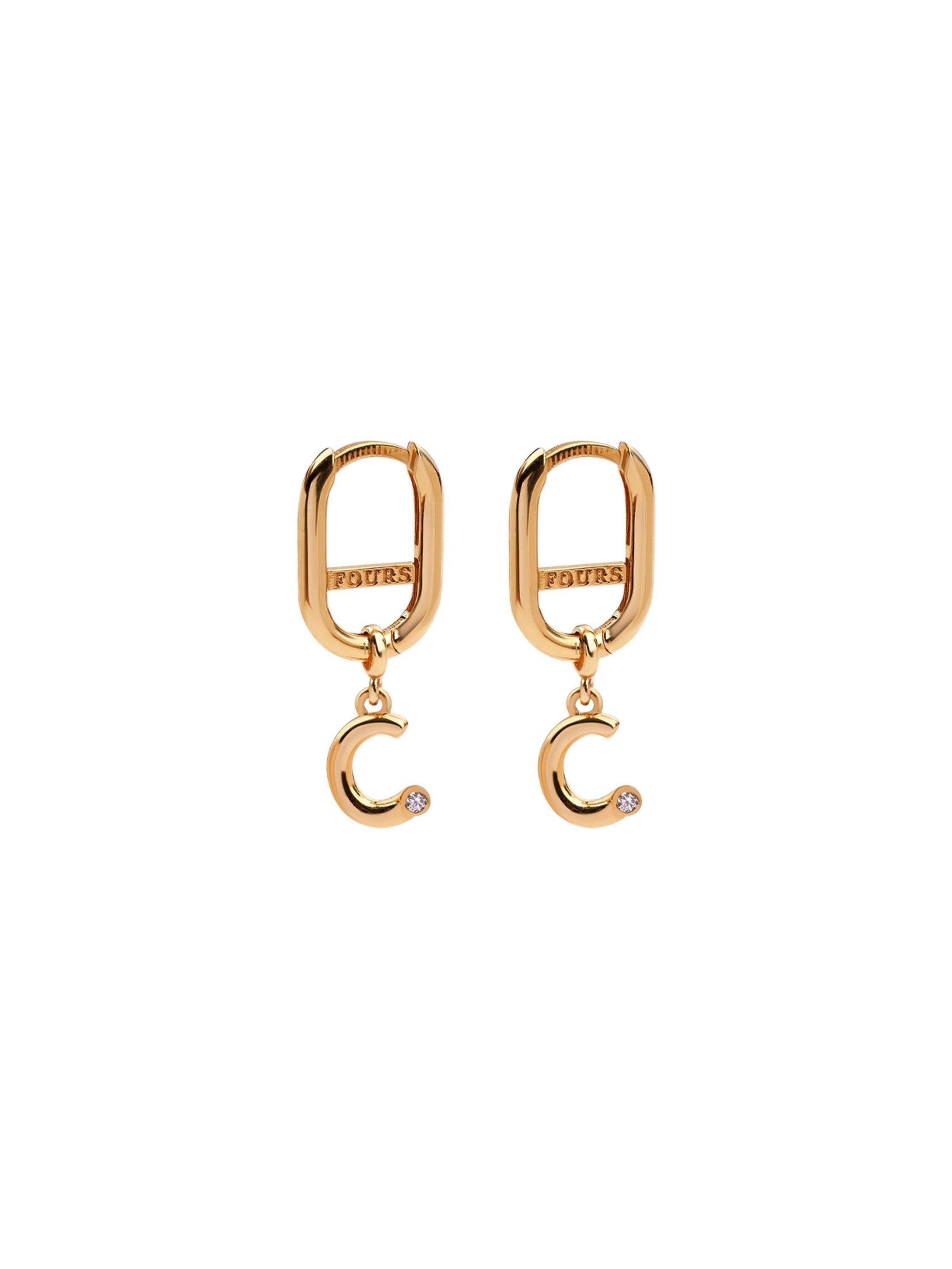 C Namepiece Charmed Gold Earring 18164