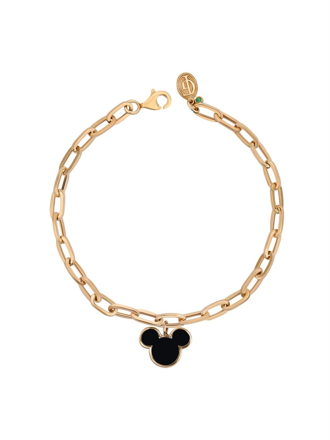 Black Mini Micky Charmed Gold Bracelet 14313