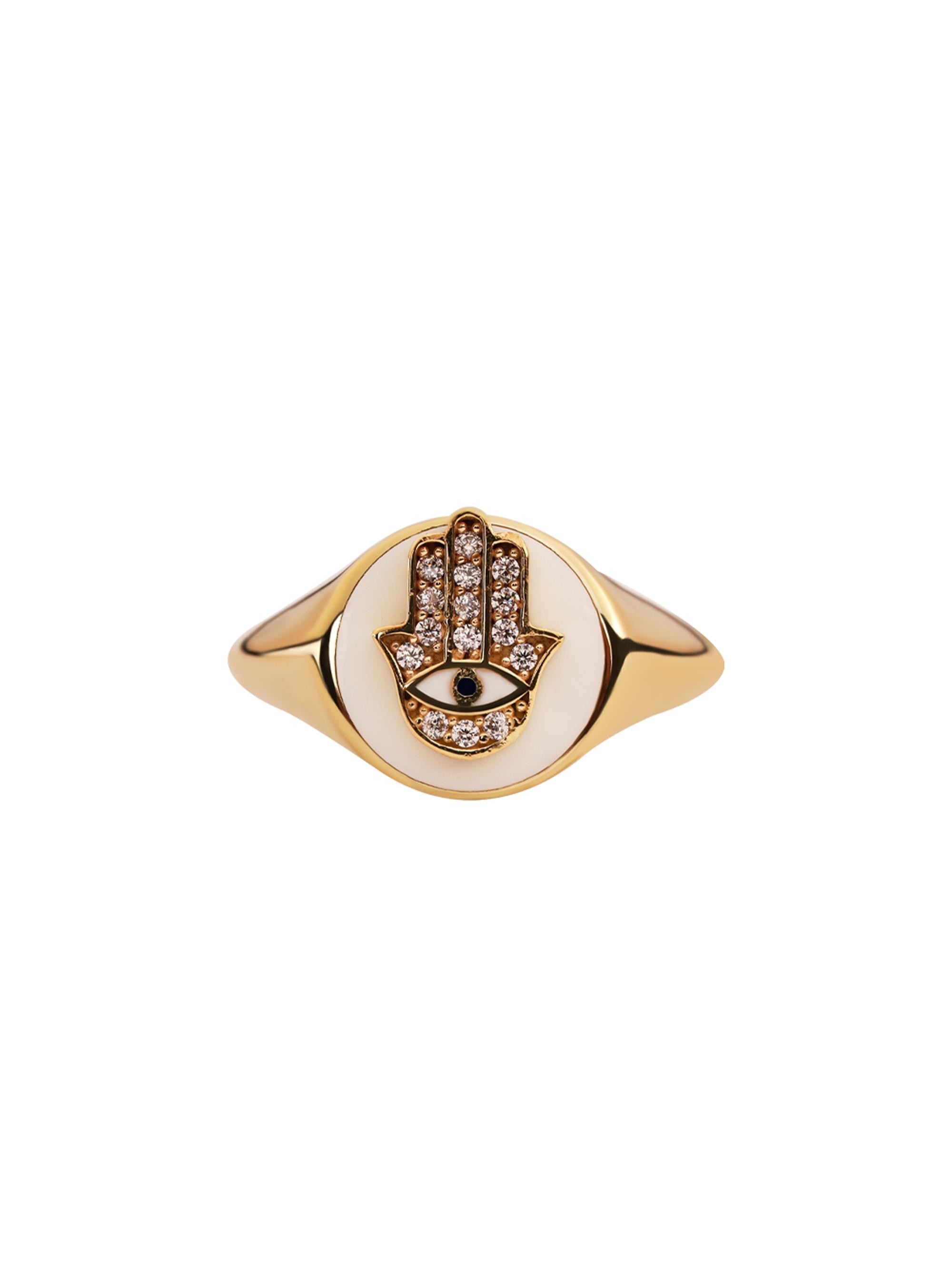 Majestic Hamsa Gold Ring W 14269