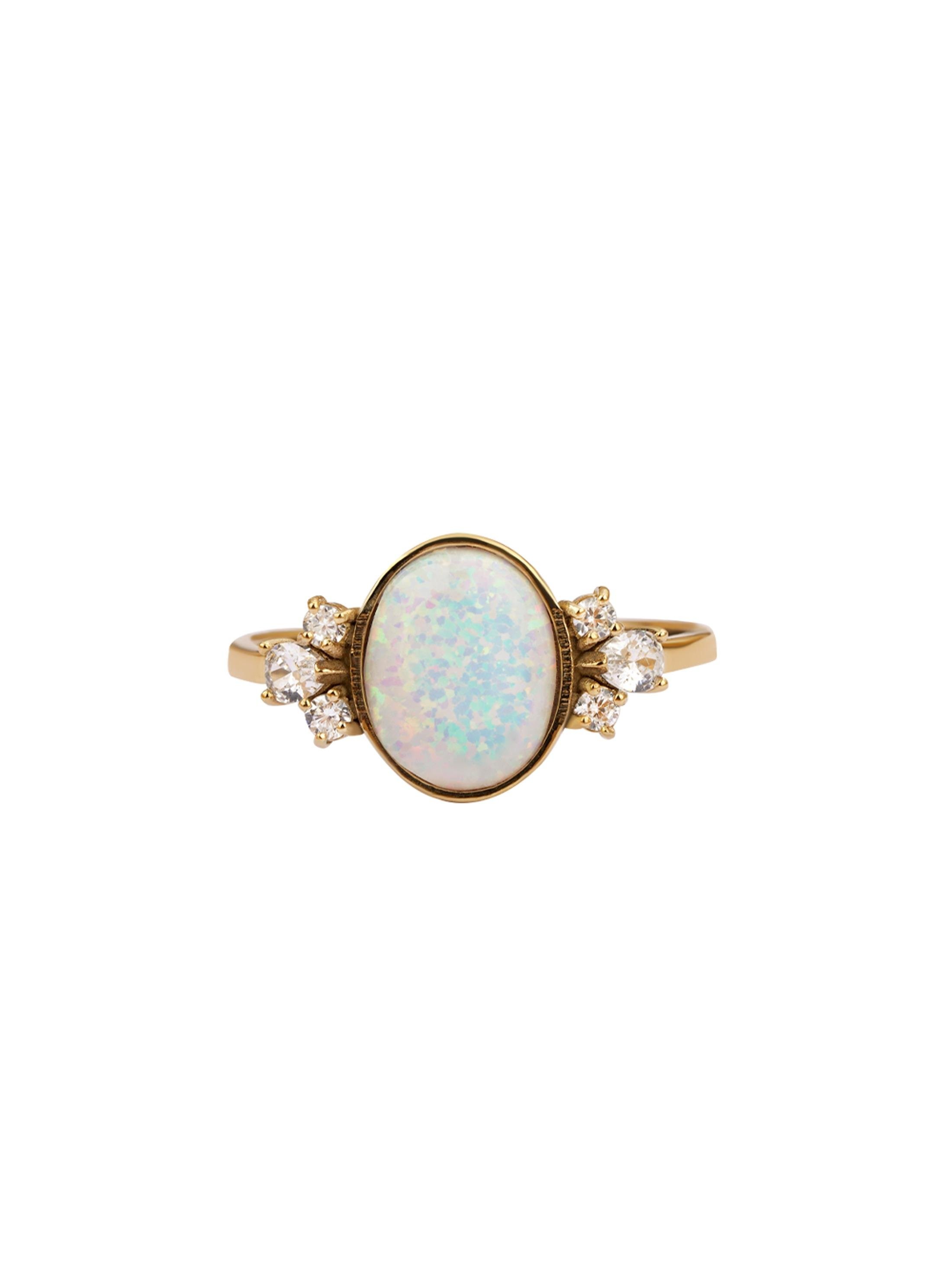 White Opal Gold Ring 14343