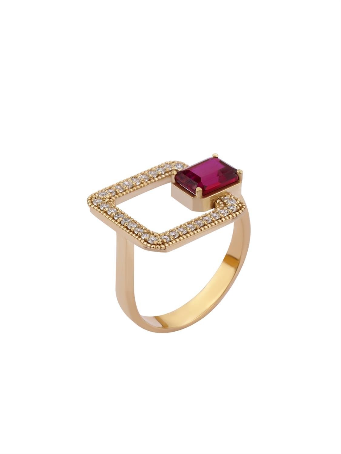 Majestic Red Zirconia Gold Ring 14266