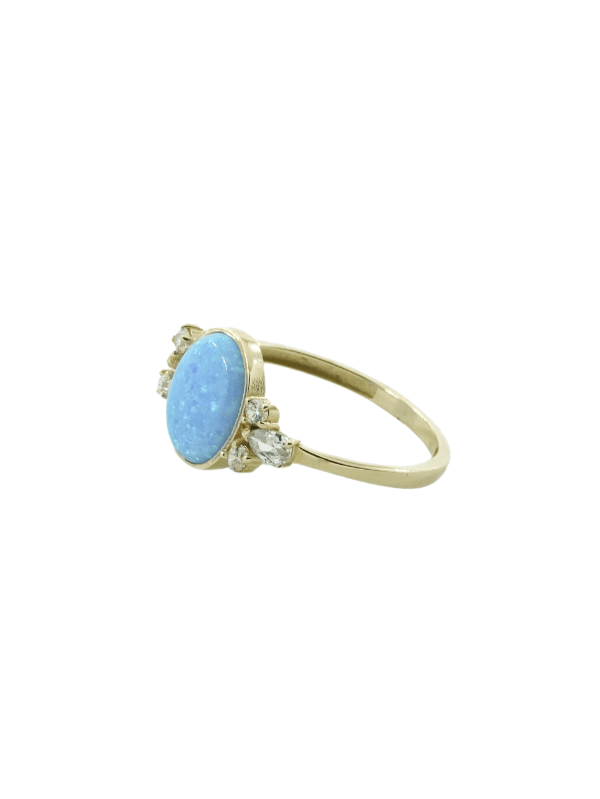 Blue Opal Gold Ring 14342