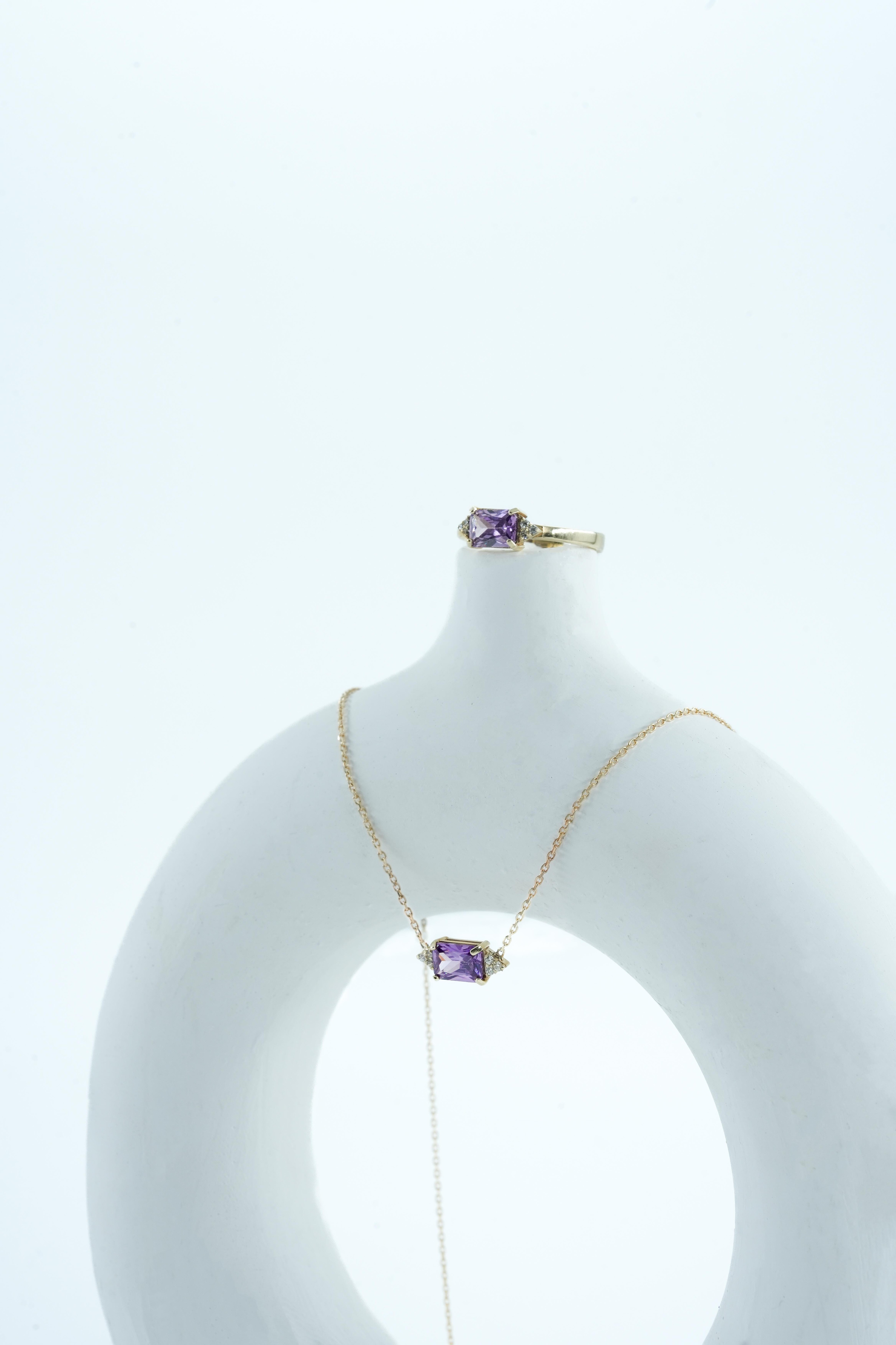 Purple Elegance Gold Necklace 14254