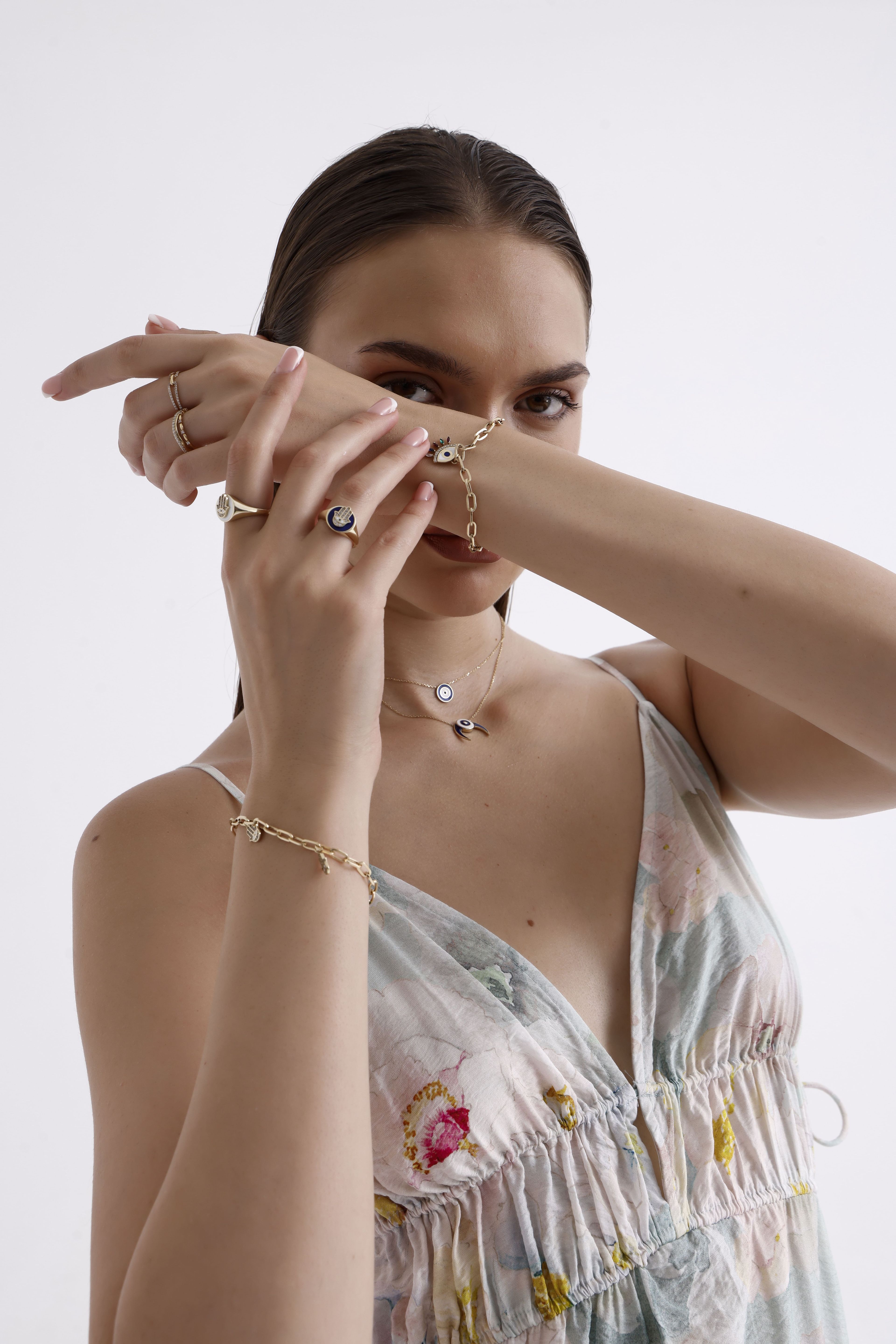 Majestic Hamsa Gold Ring W 14269