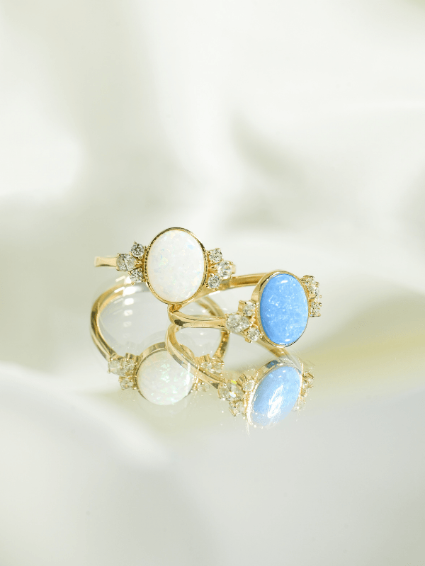 Blue Opal Gold Ring 14342