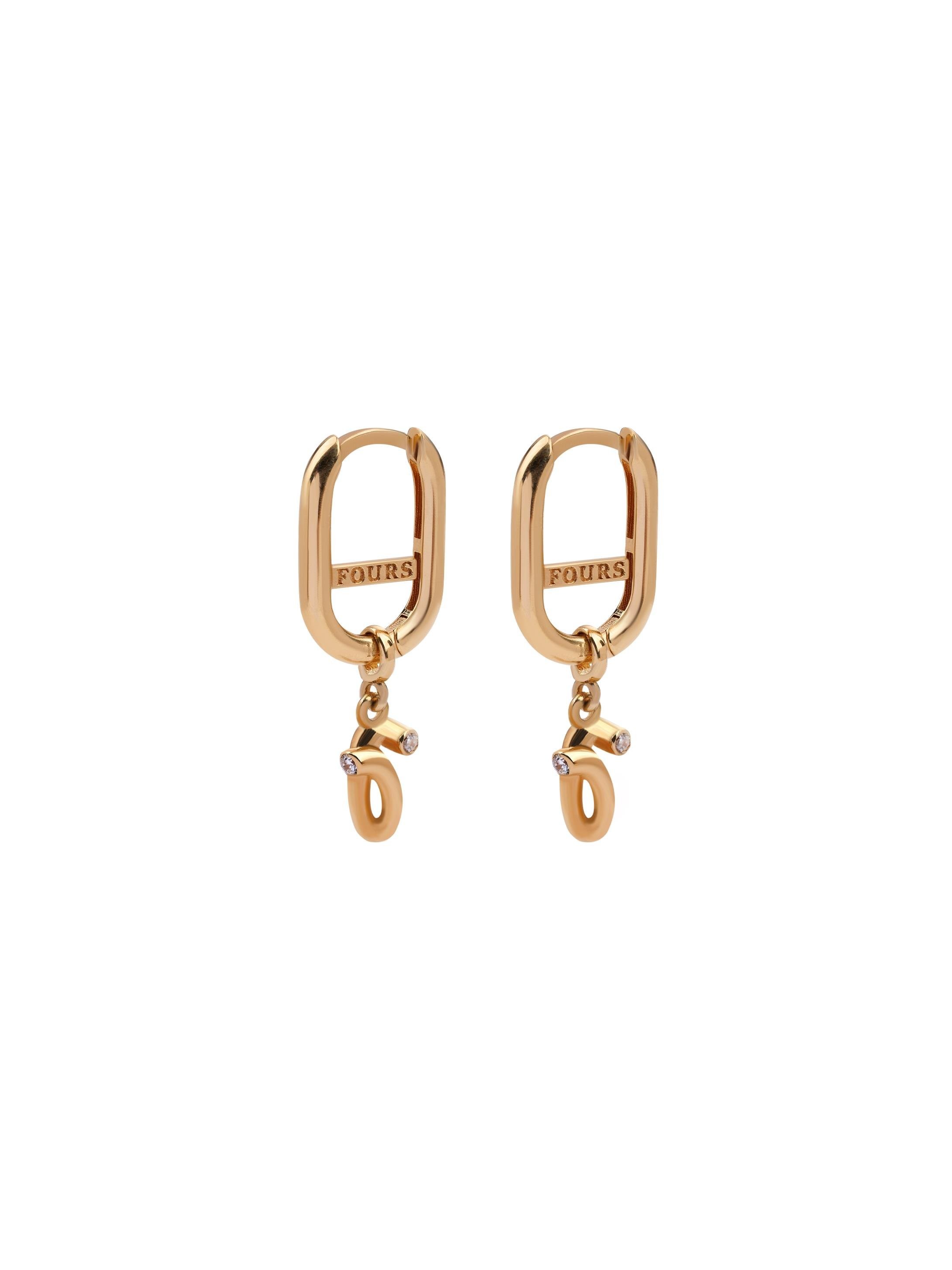 R Namepiece Charmed Gold Earring 18181