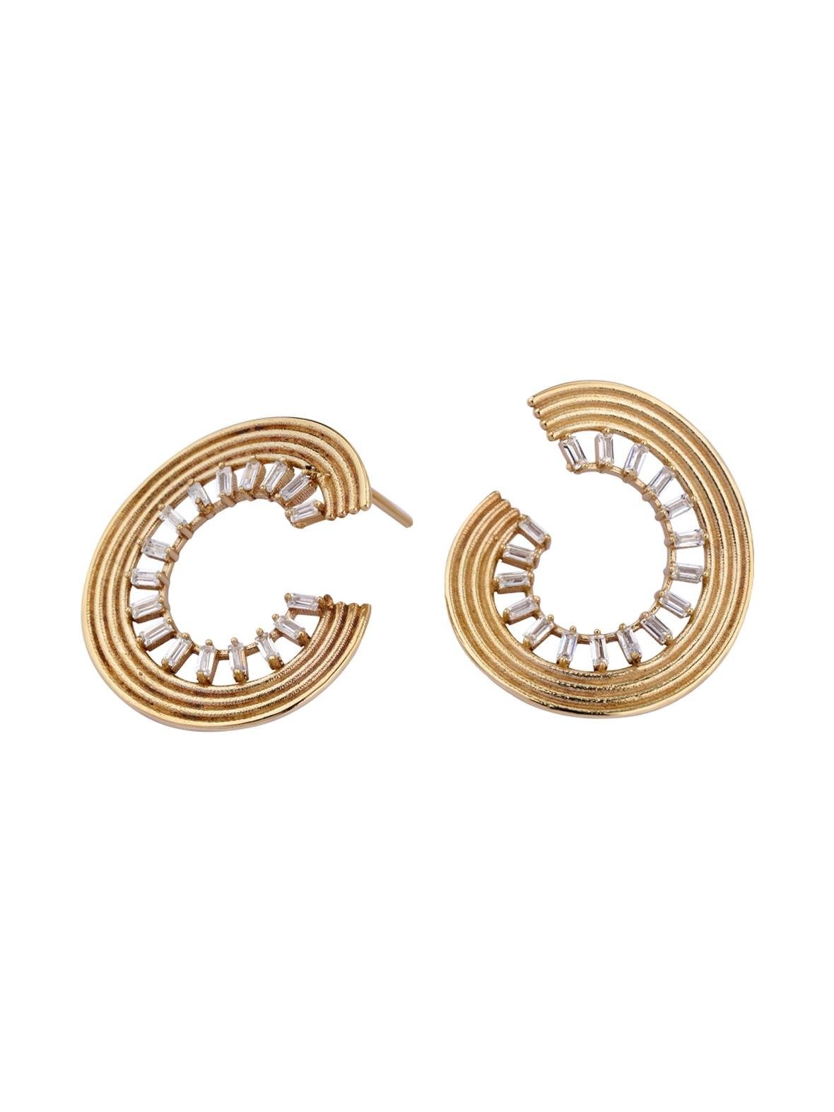 Spin Zirconia Gold Earring 14359