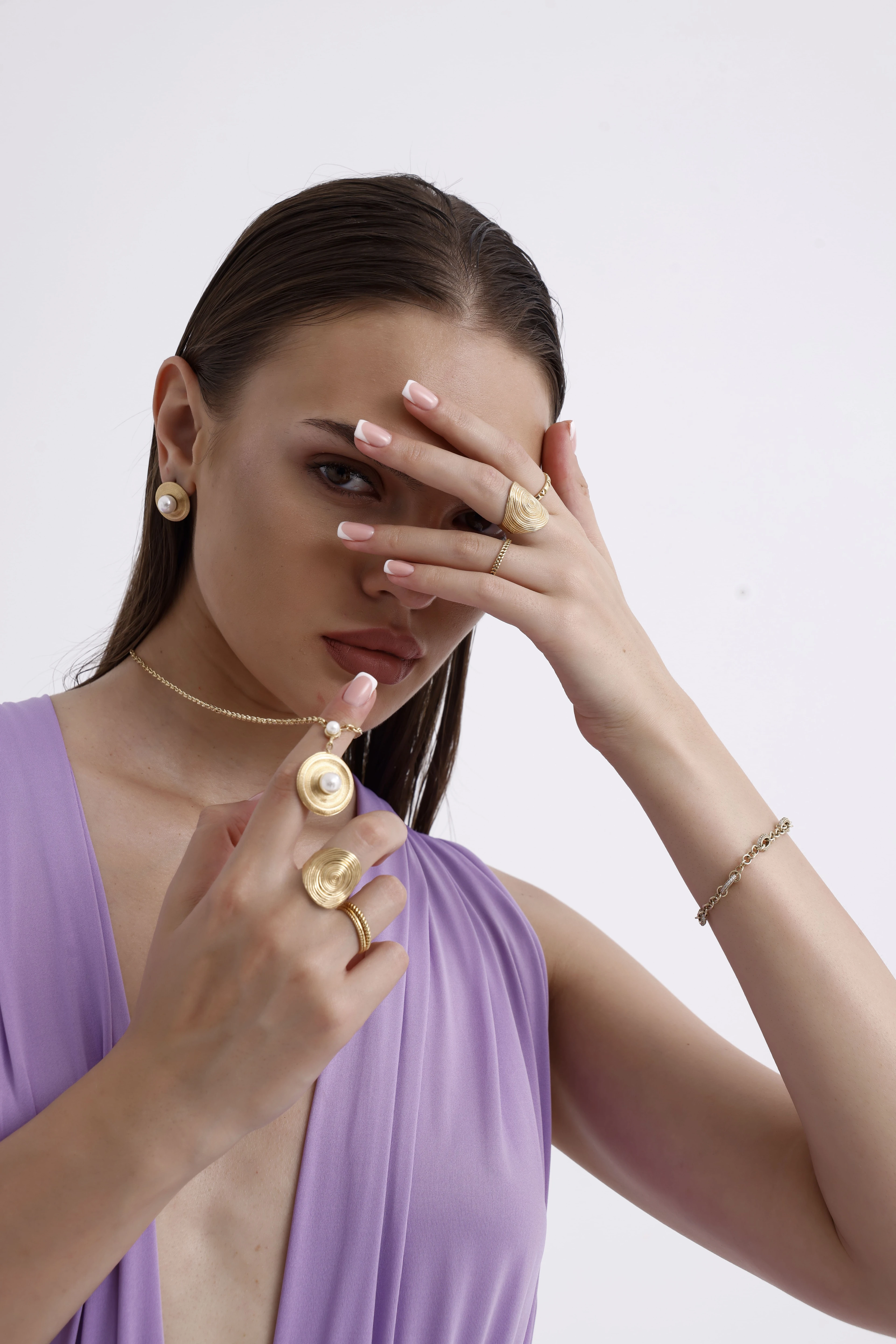 Chunky 5 Linked Gold Bracelet 14317