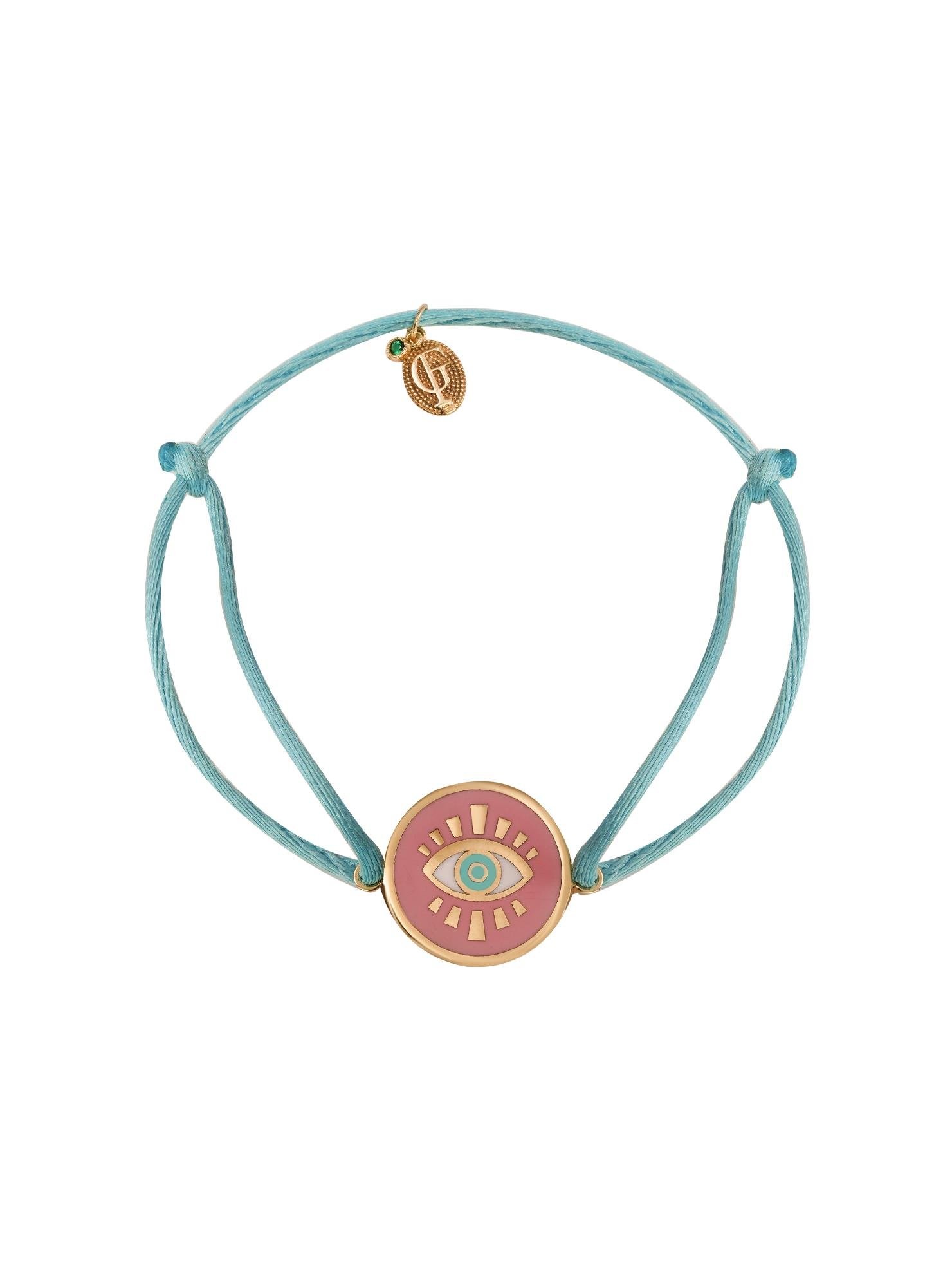 Gazing Eye Badge Gold String Bracelet 14290