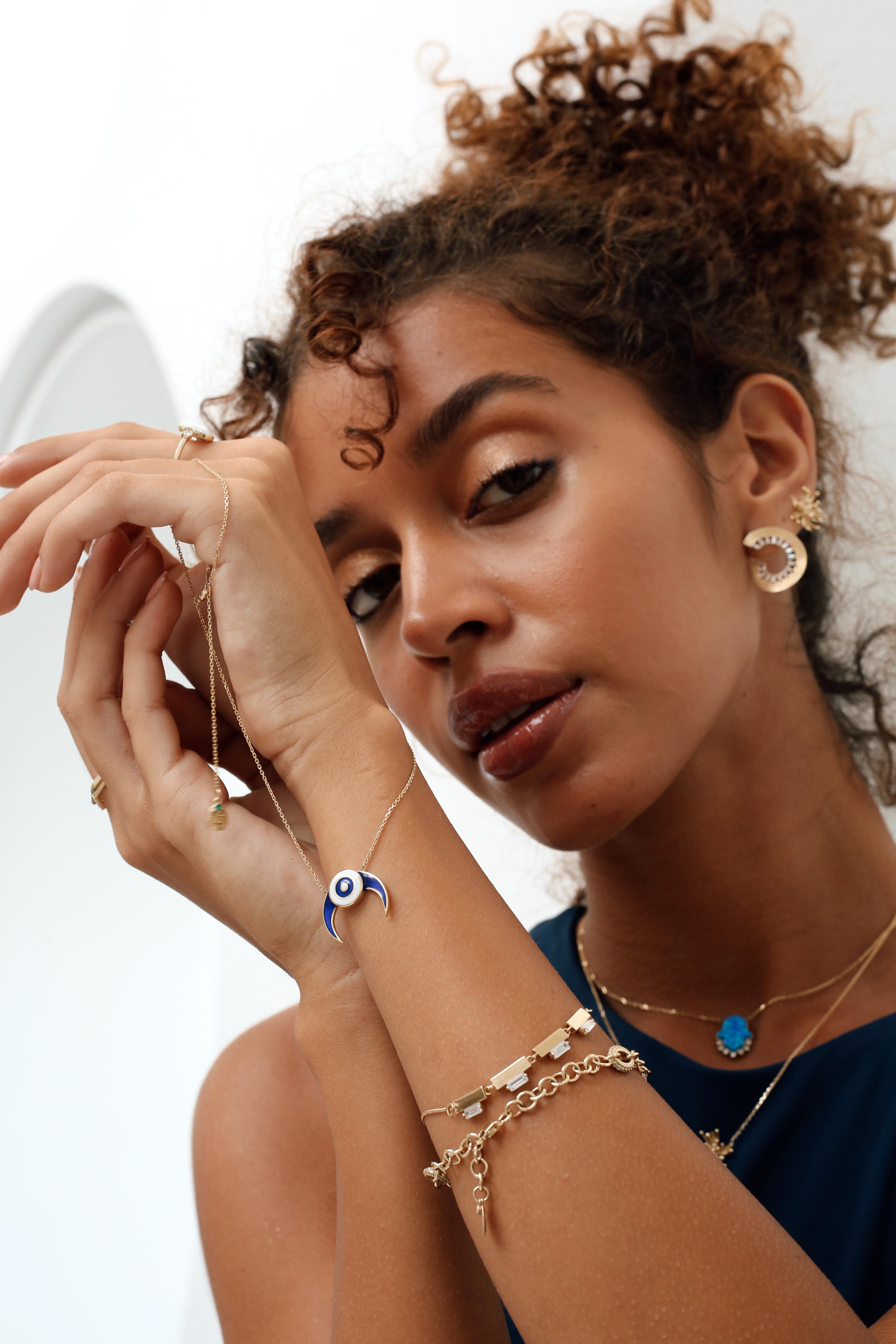 Navy Luna Gold Necklace 14249