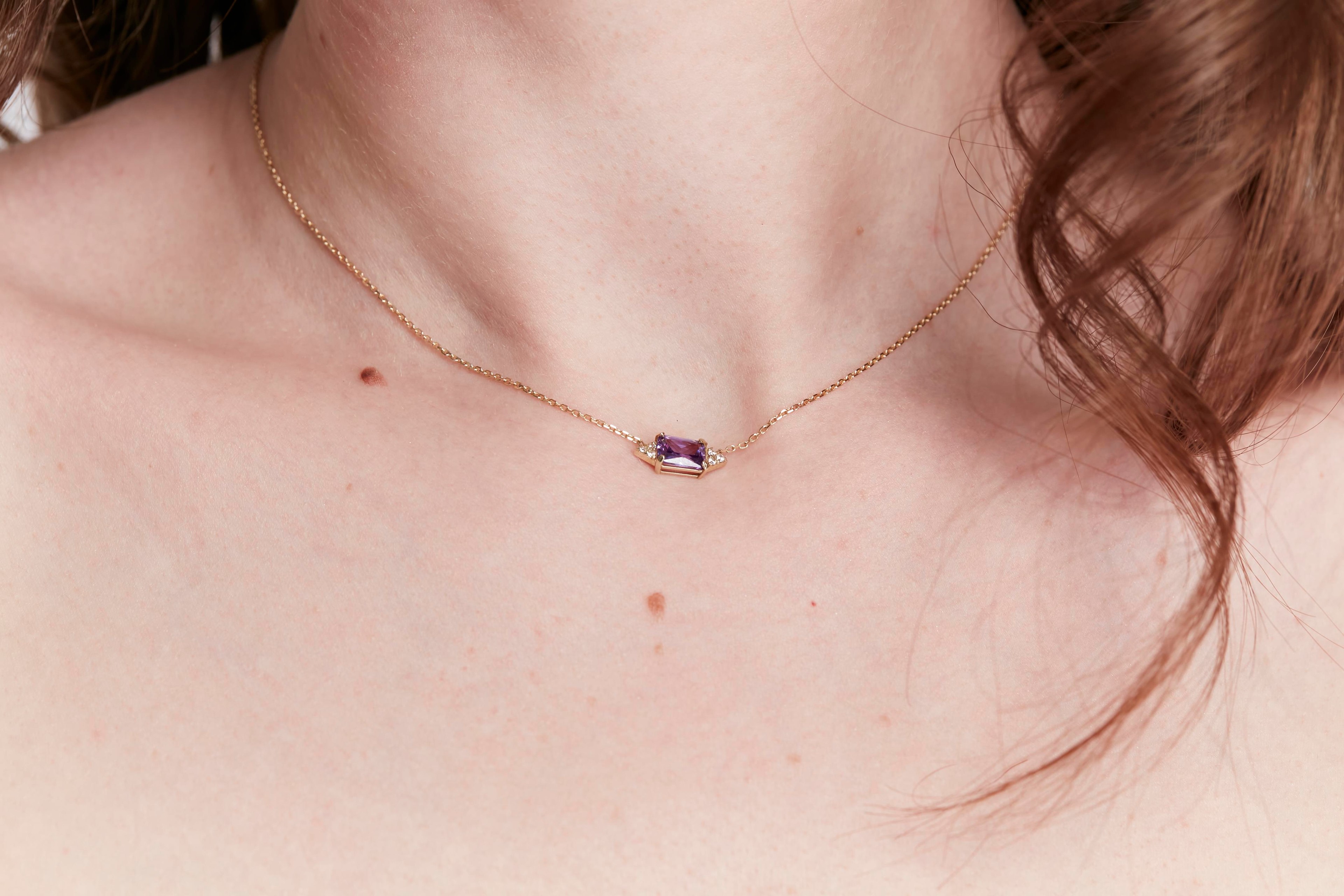 Purple Elegance Gold Necklace 14254