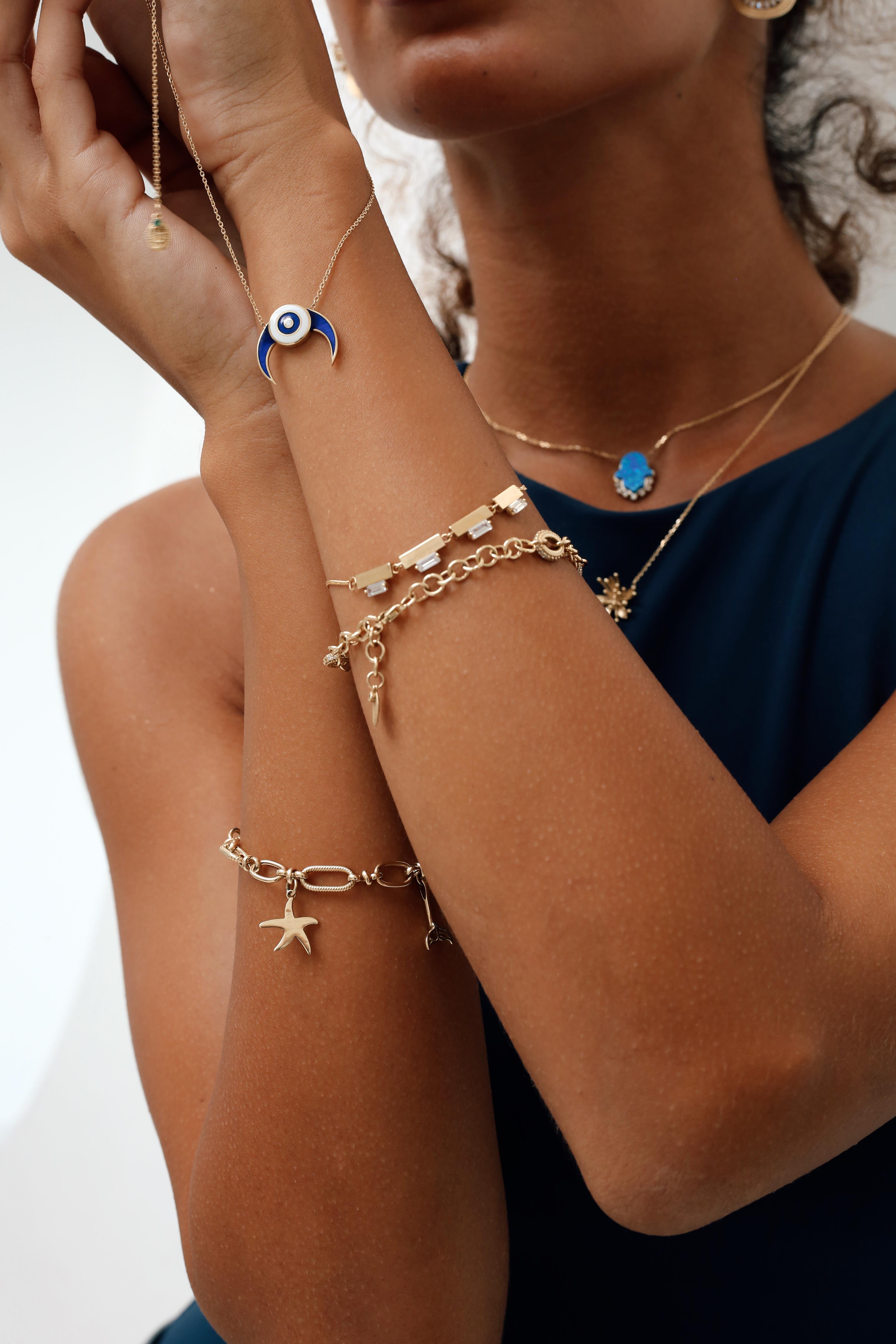 Navy Luna Gold Necklace 14249
