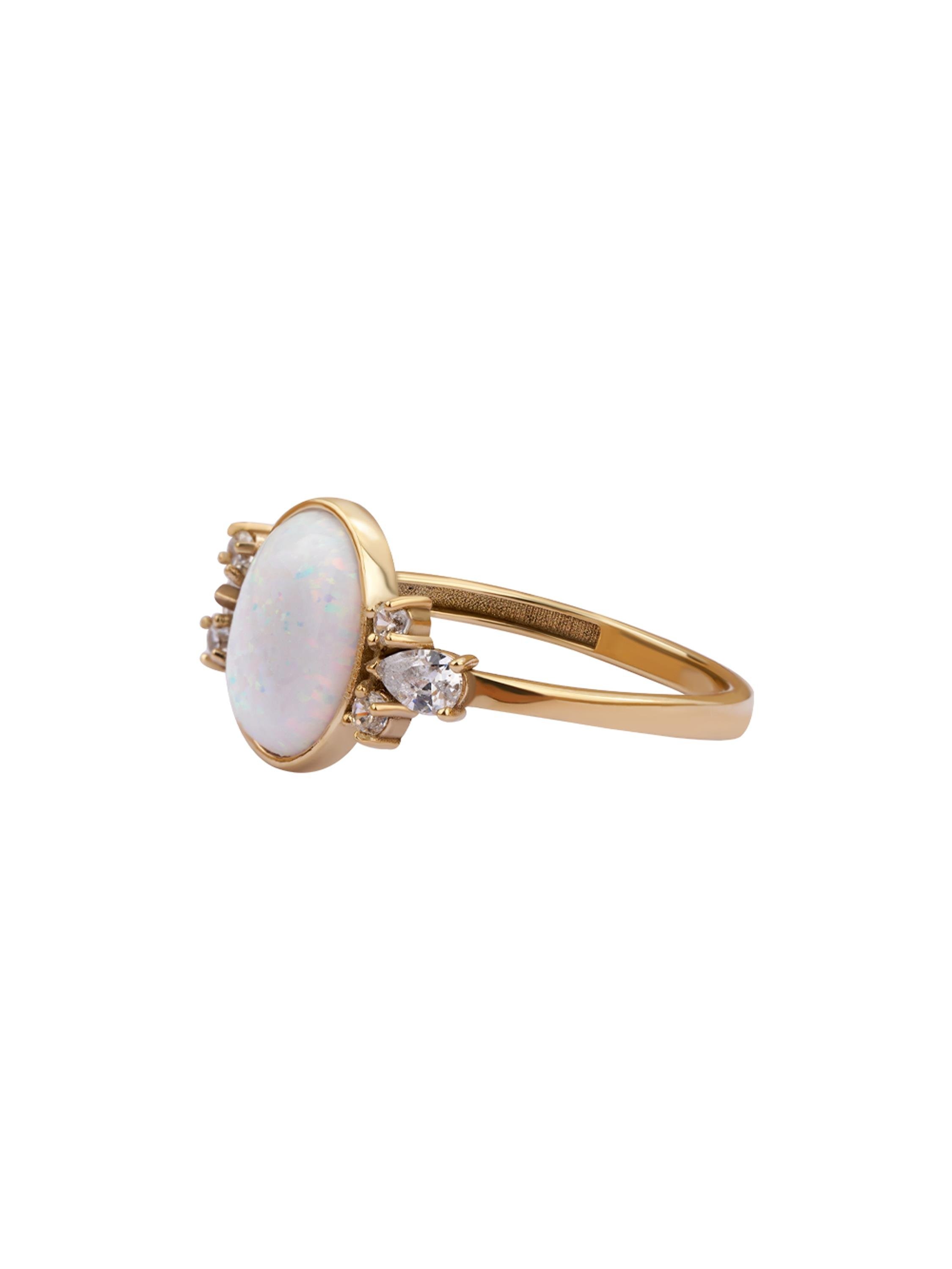 White Opal Gold Ring 14343