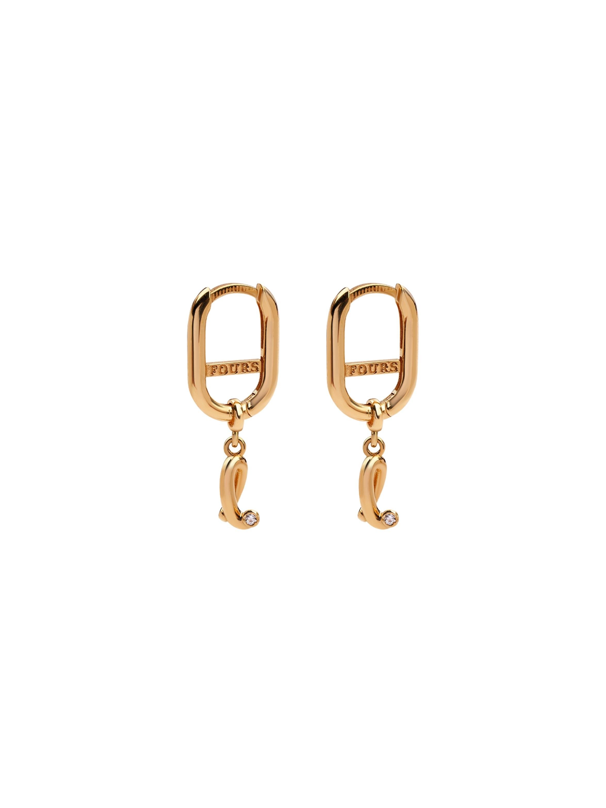 L Namepiece Charmed Gold Earring 18167