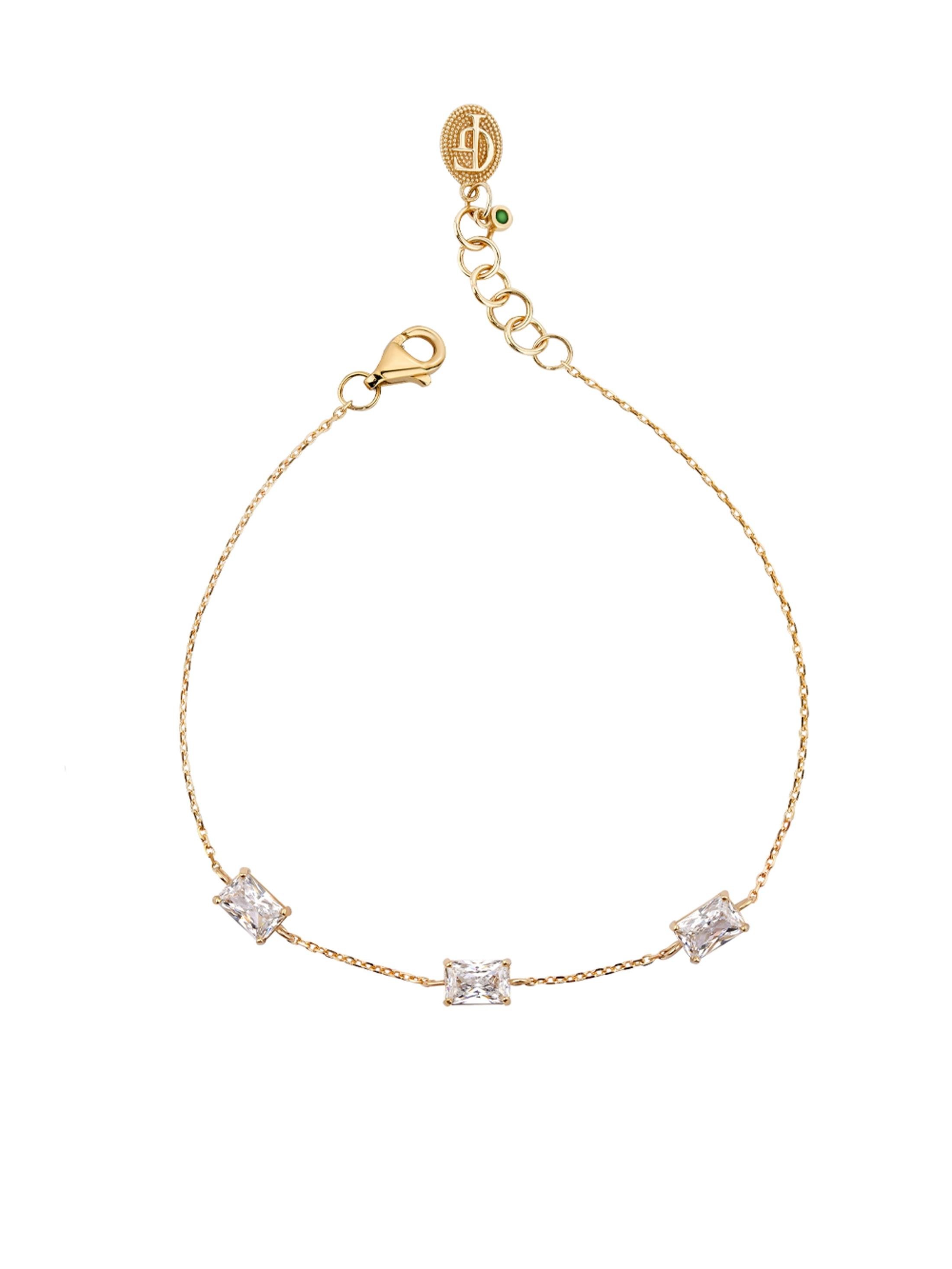 Zirconia Chain Gold Bracelet 14225