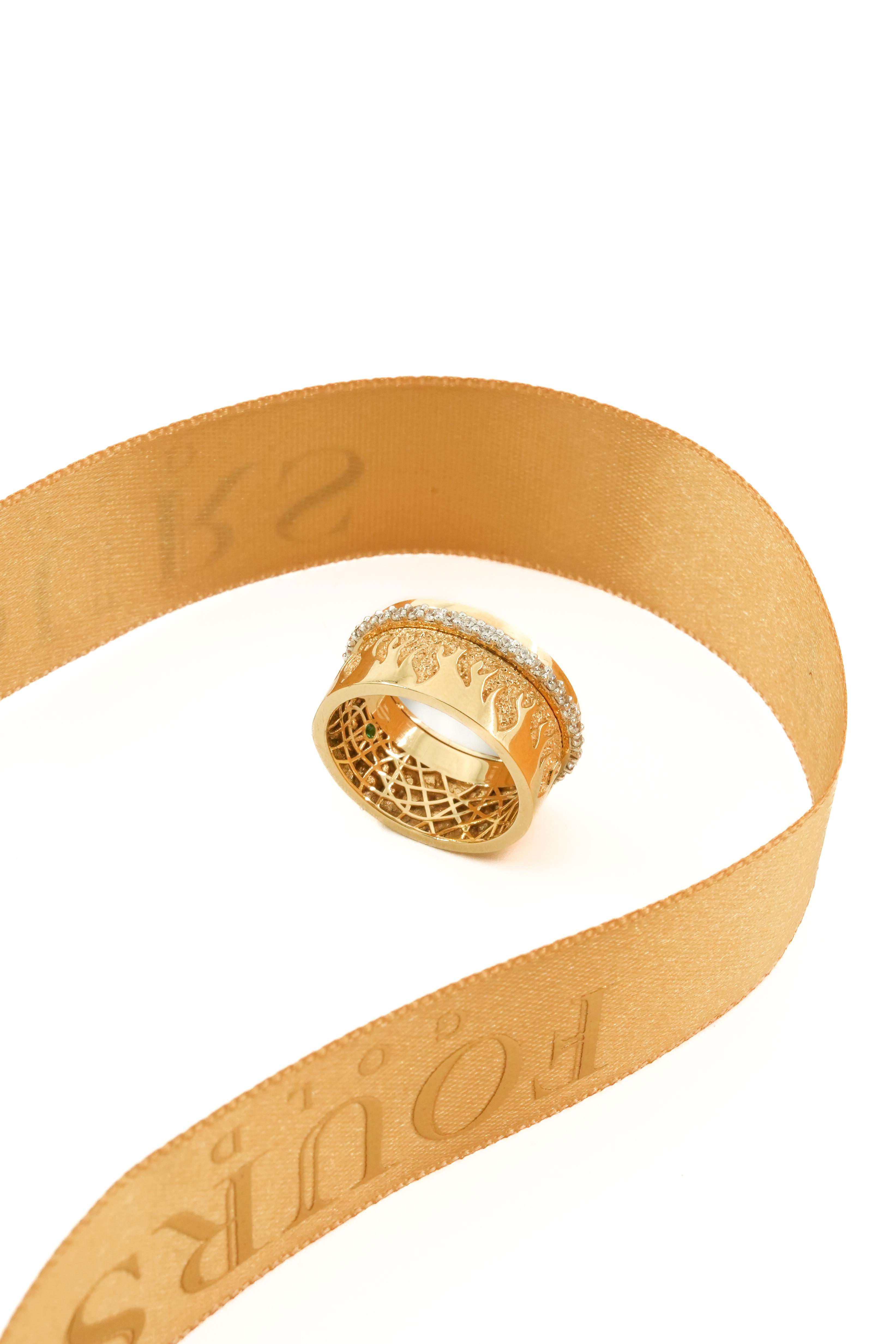 Blaze Flame Roll Gold Ring 18025