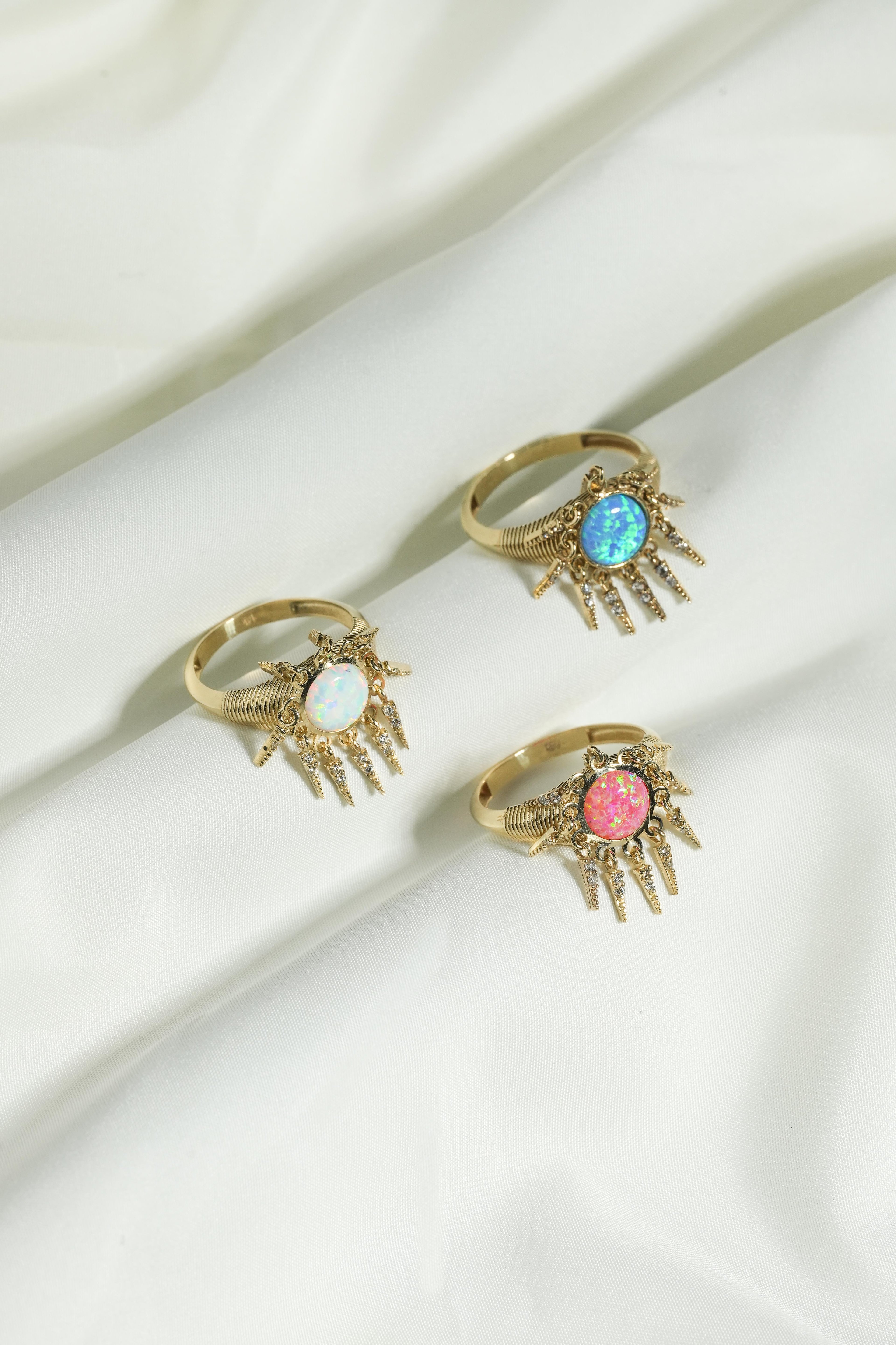 Opal Wind bells Gold Ring 14363