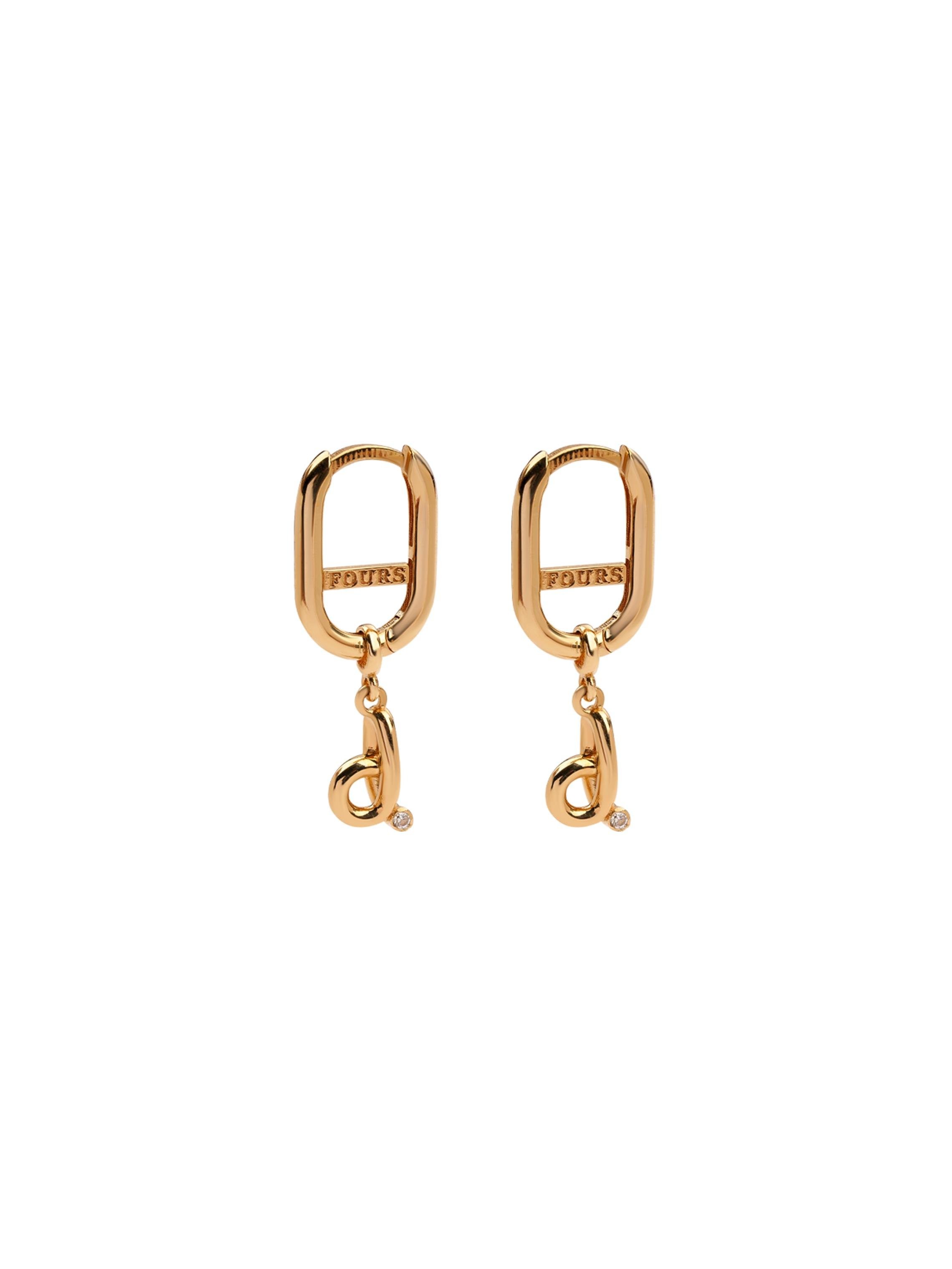 D Namepiece Charmed Gold Earring 18155