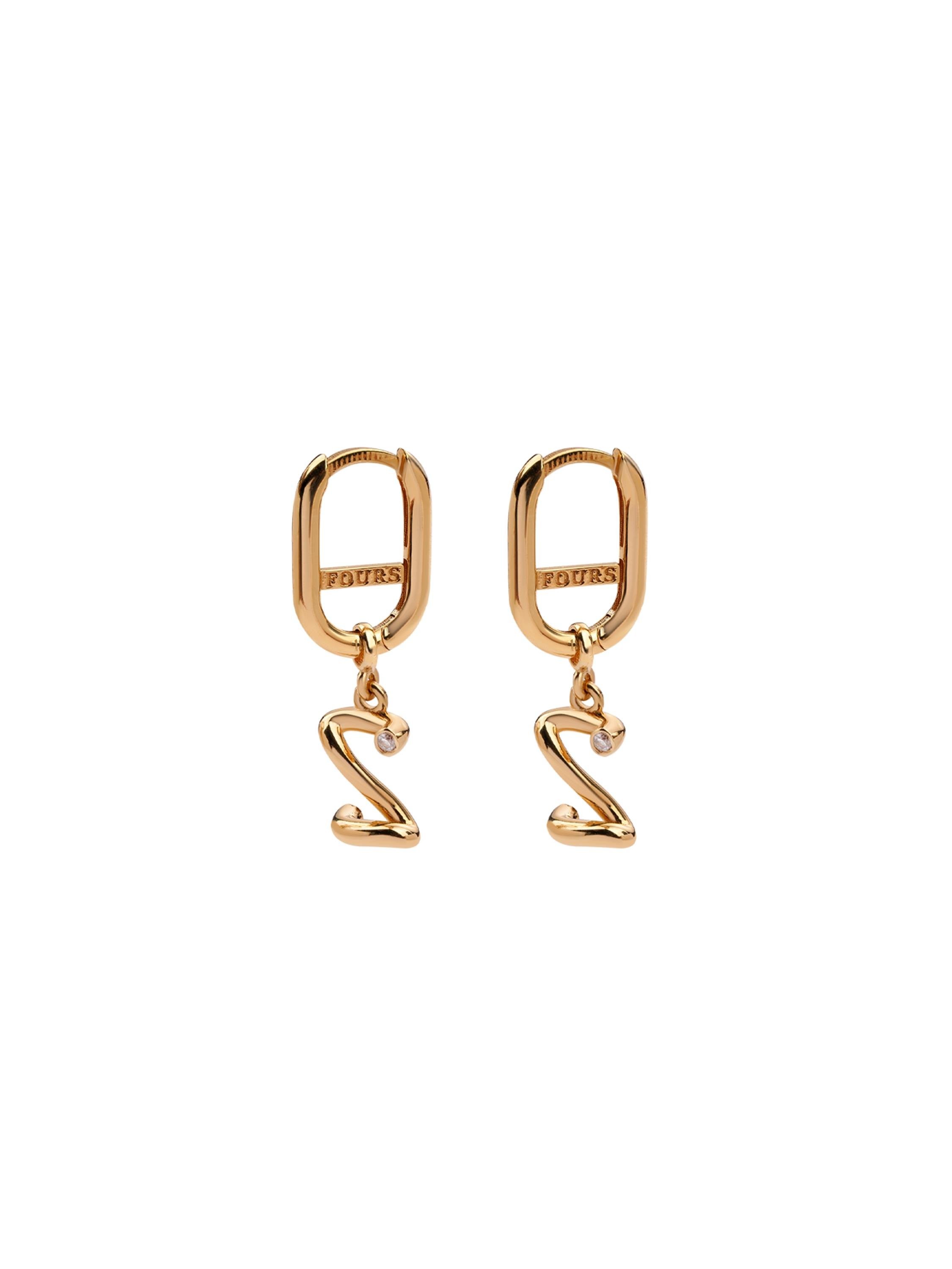 Z Namepiece Charmed Gold Earring 18159