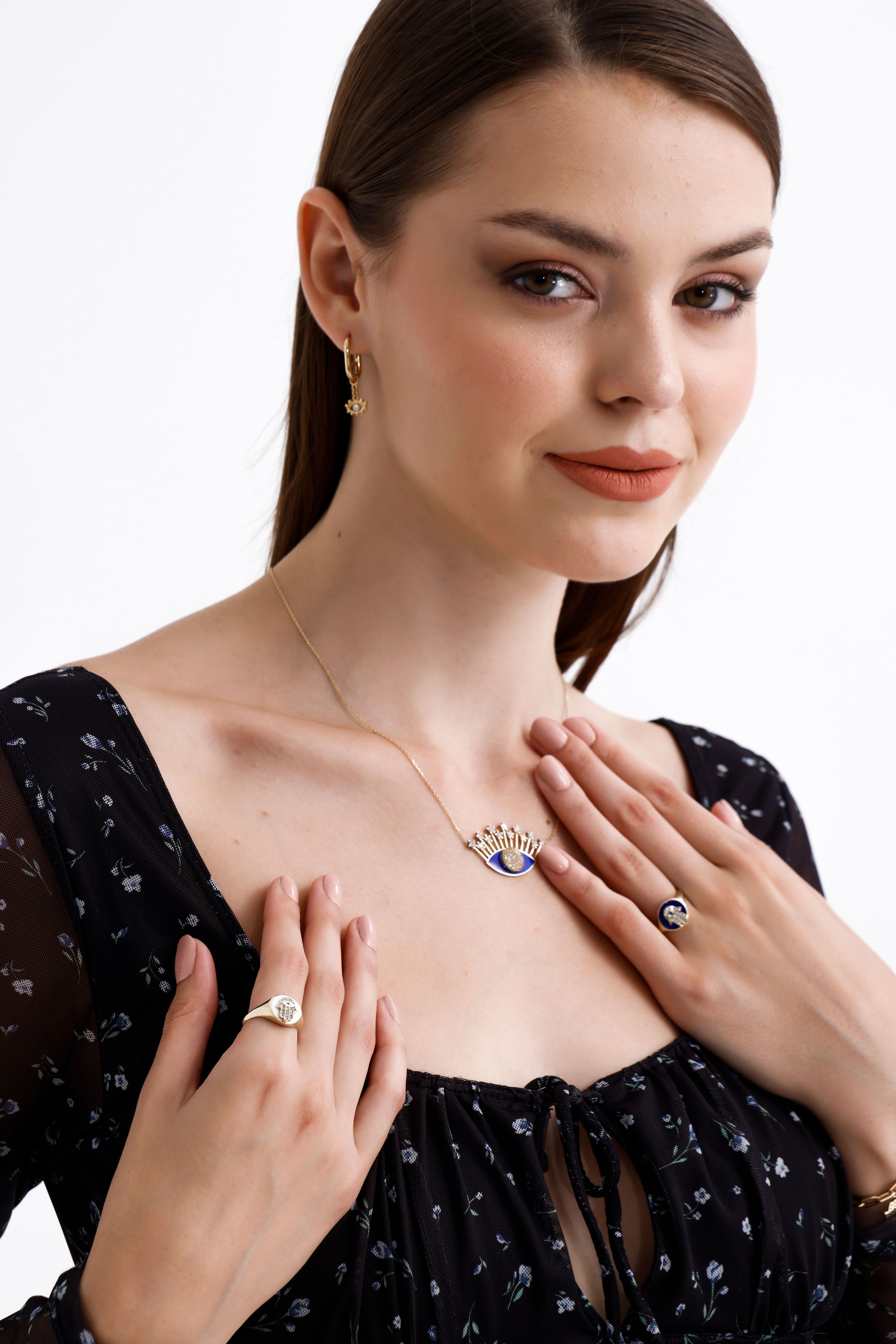 Majestic Hamsa Gold Ring W 14269