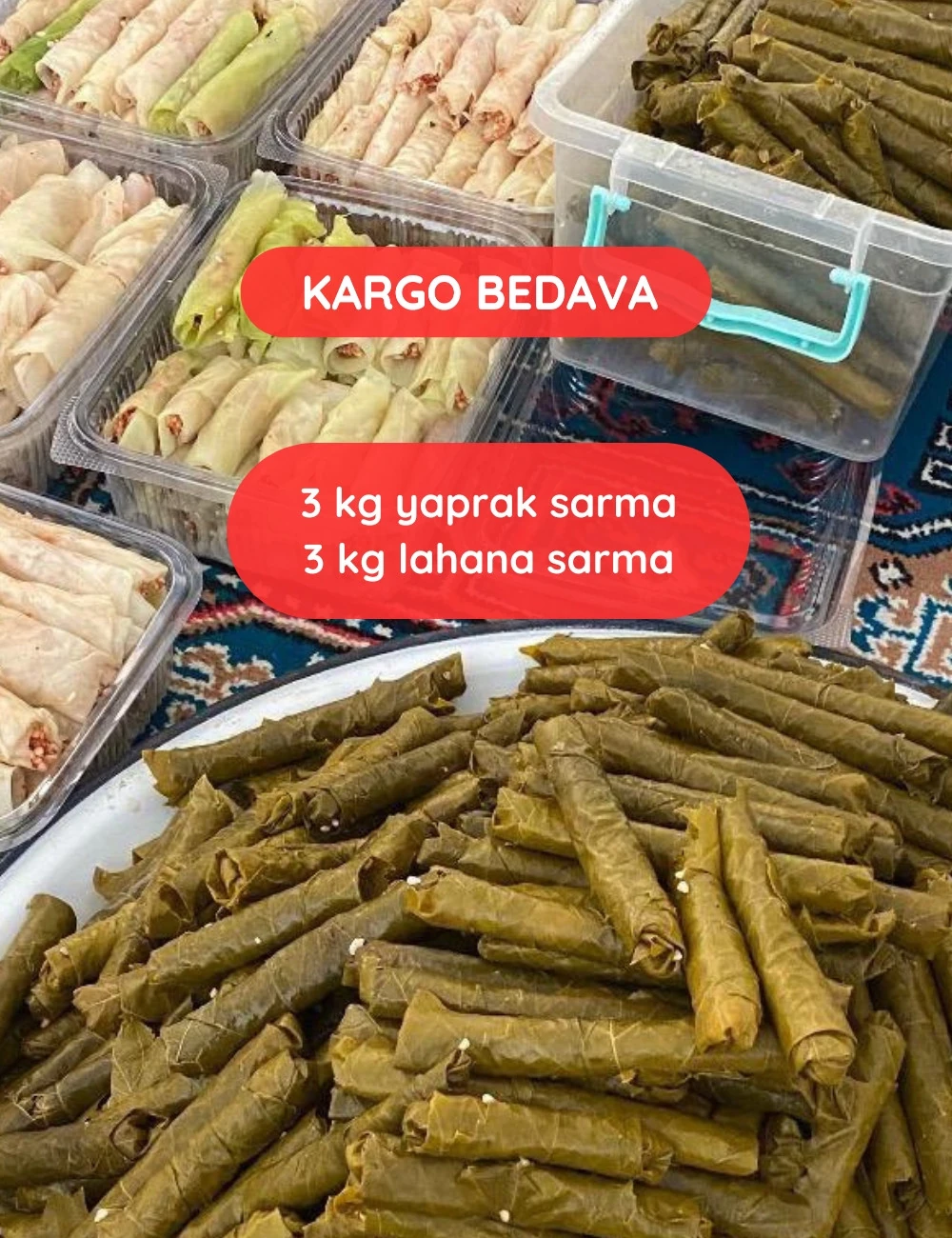 3kg Lahana Sarması + 3kg Yaprak Sarma
