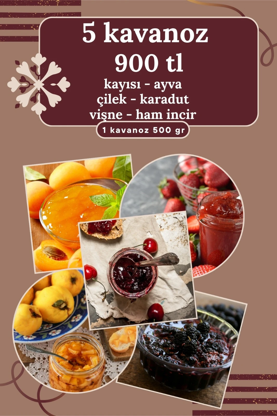 5 kavanoz reçel (5x500gr)