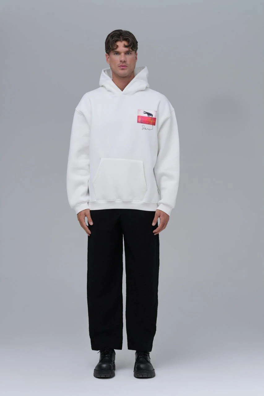 Kapüşonlu Saw Taş Baskılı Erkek Oversize Sweatshirt