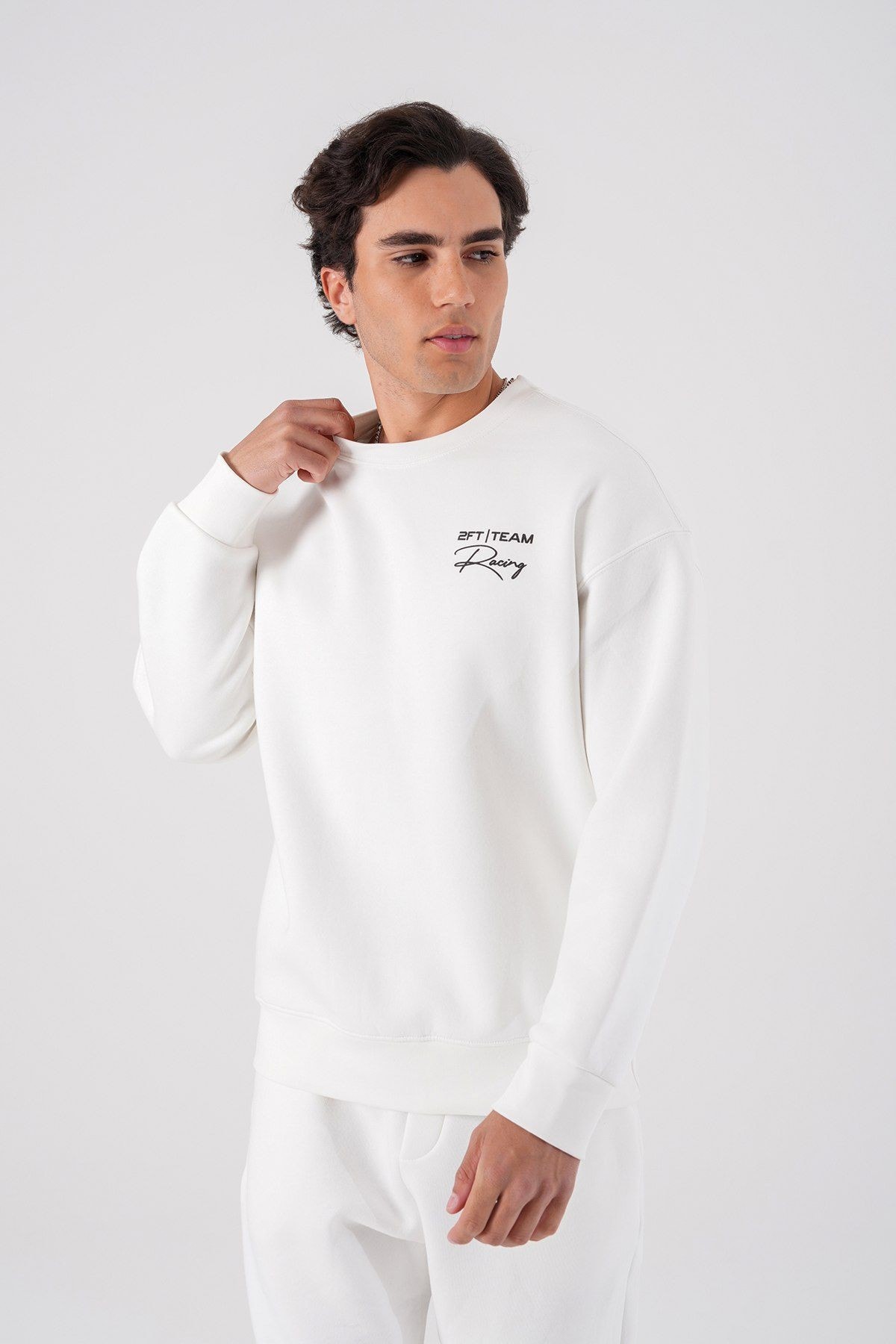 0 Yaka 911 Sırt Baskı Erkek Oversize Sweatshirt
