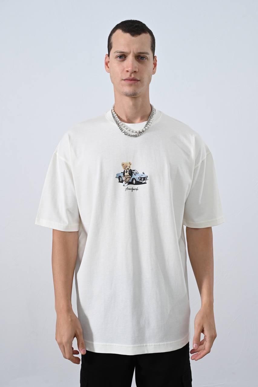 0 Yaka Avartgarde Baskı Oversize Erkek T-Shirt