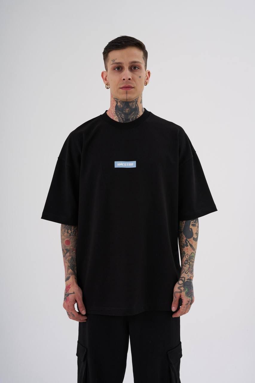 0 Yaka Ön Arka My Life is Comedy Baskı Oversize T-Shirt
