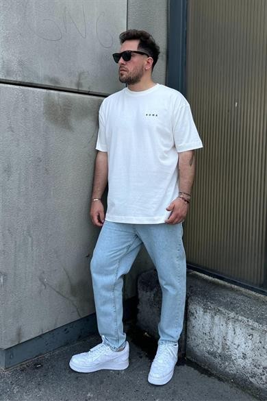 0 Yaka On Arka Roma Baskı Oversize Erkek T-Shırt