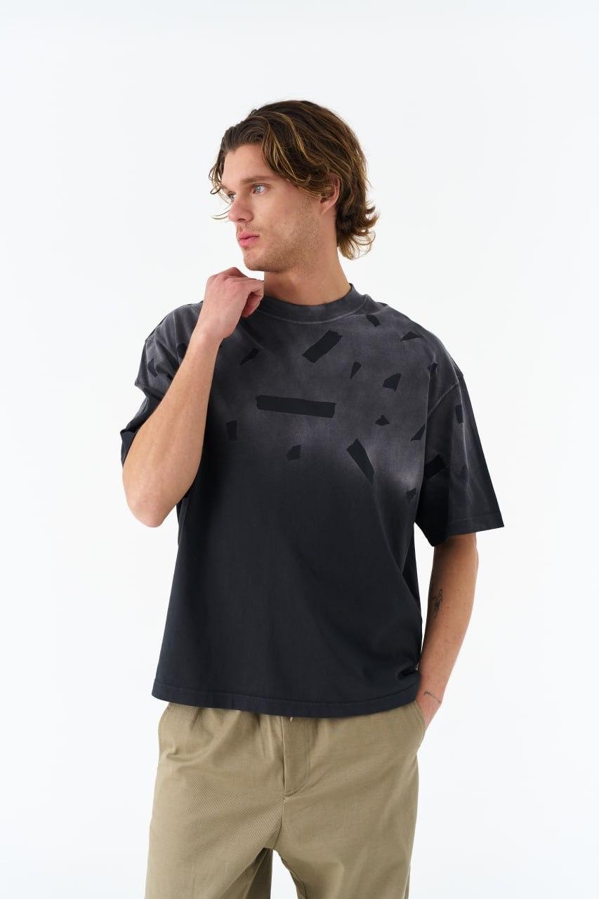 0 Yaka Yıkamalı Erkek Oversize T-Shirt