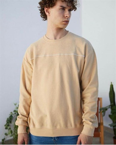 0 Yaka Göğüs Overlok Dikişli Erkek Sweatshirt