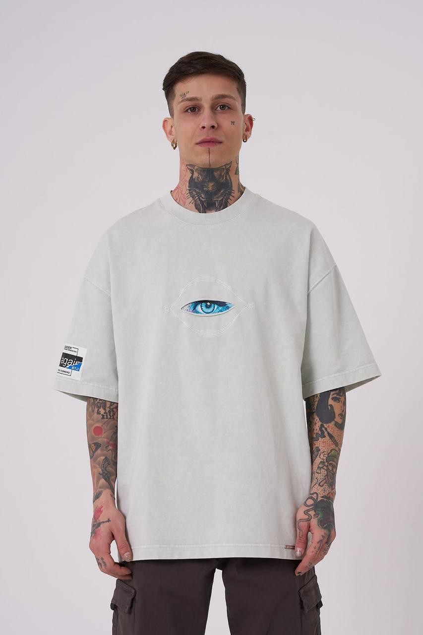 0 Yaka Washıng Born Agaın Eye Baskı Oversize T-Shirt