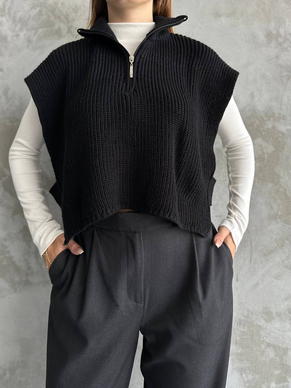 Fermuarlı Balıkçı Yaka Kadın Süveter