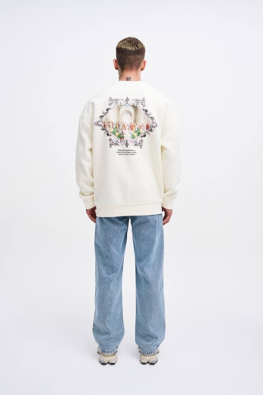 0 Yaka Imagınatıon Baskı Oversıze Sweatshirt