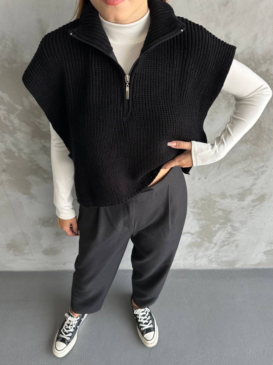 Fermuarlı Balıkçı Yaka Kadın Süveter