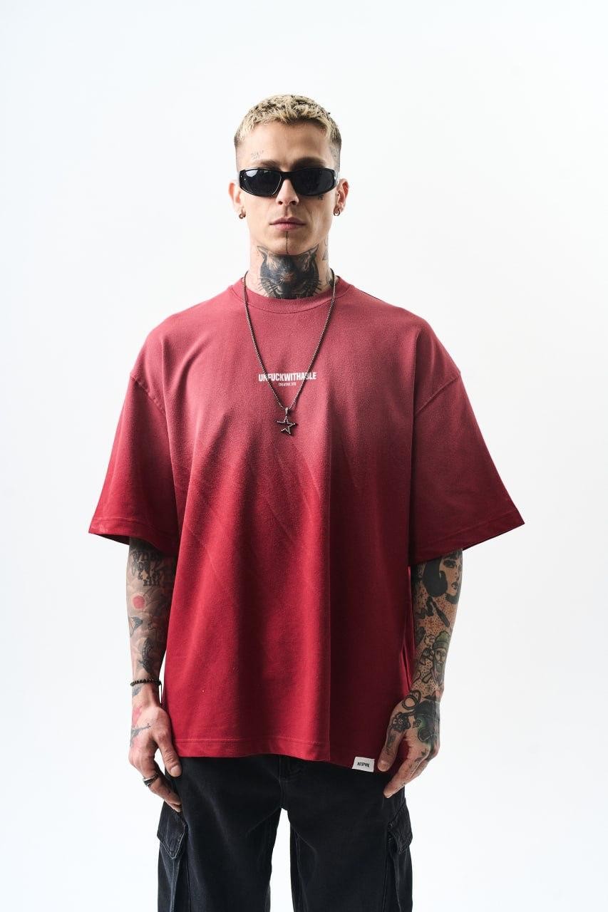 0 Yaka Unfuckwithable Baskı Yıkamalı Erkek Oversize T-Shirt