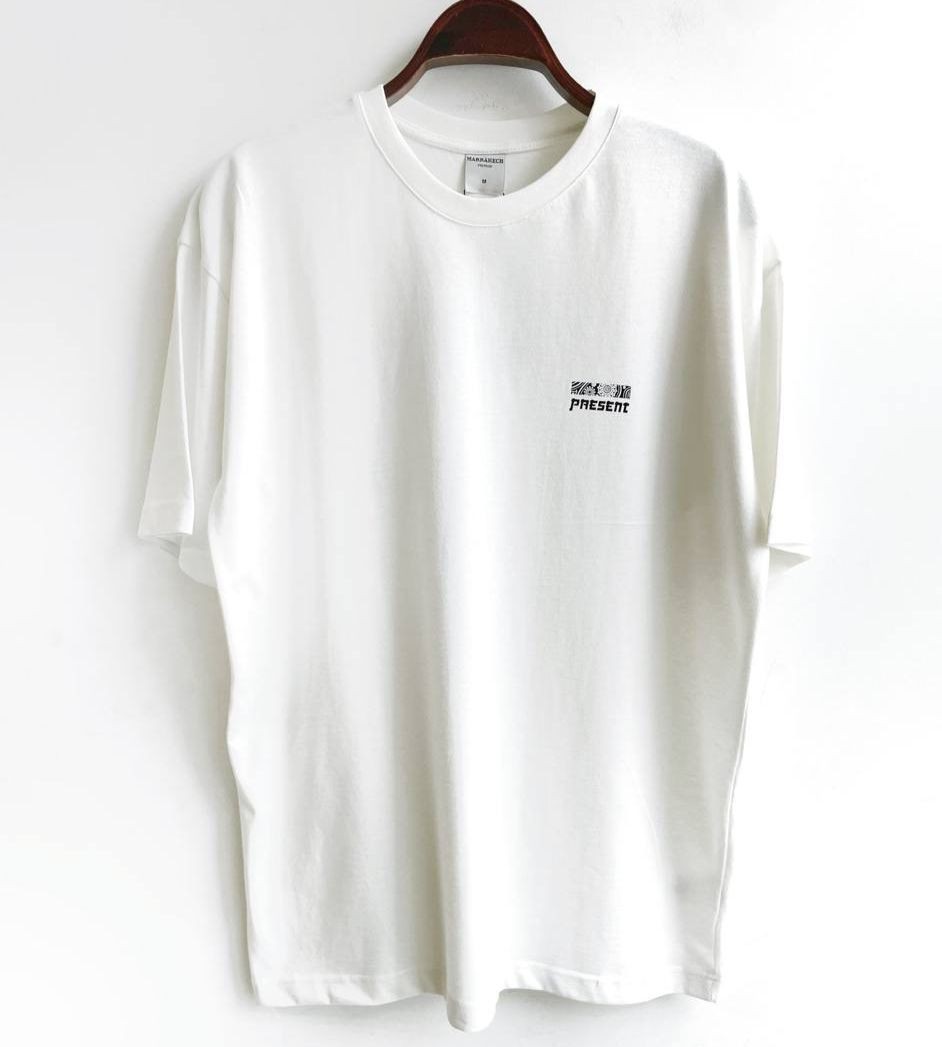 0 Yaka Ön Arka Present Baskı Oversize Erkek T-Shirt