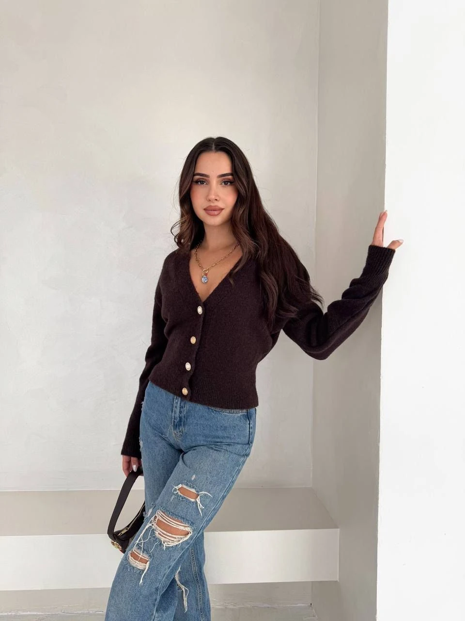 Düğmeli Kadın Triko Hırka