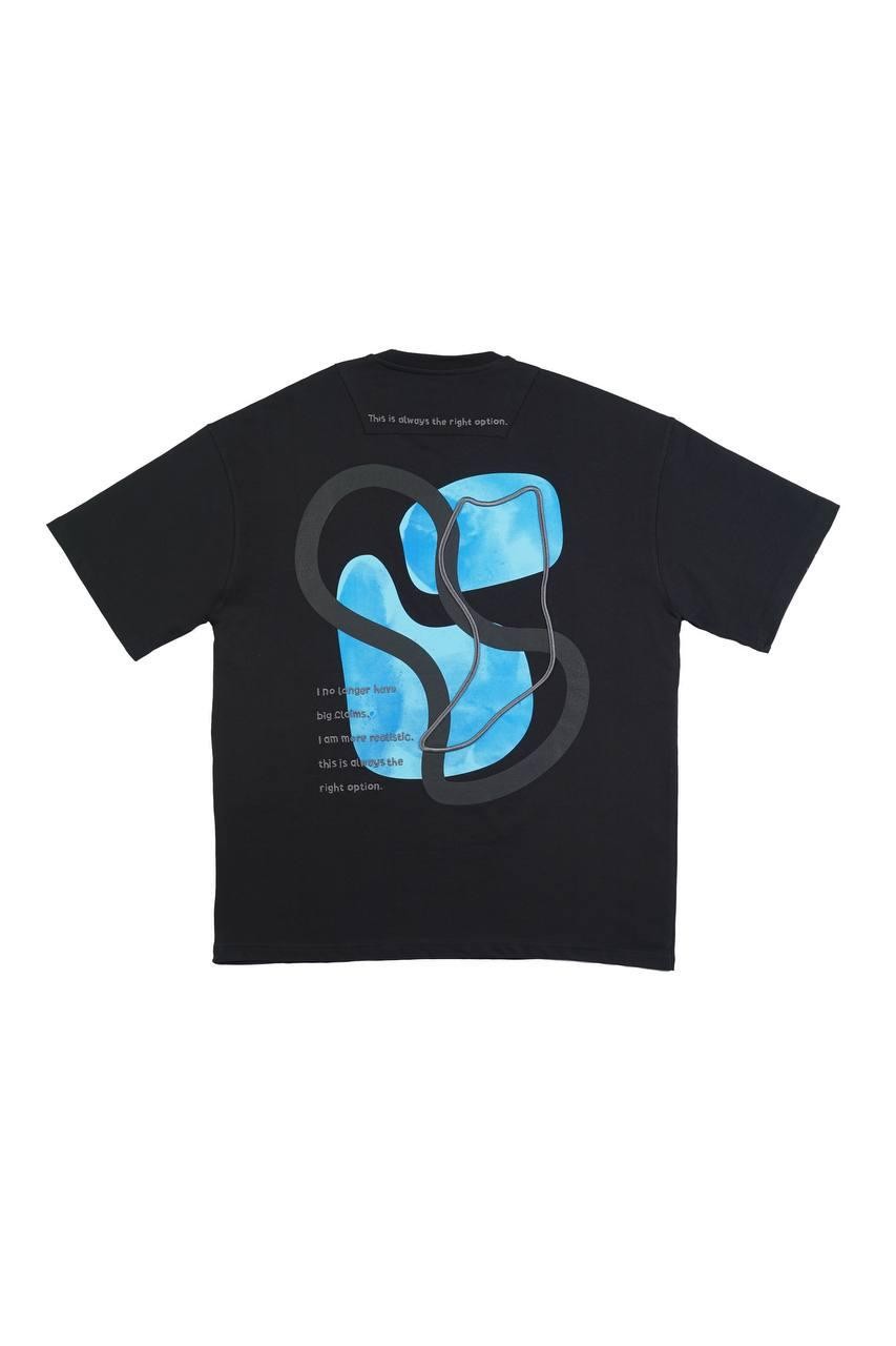 0 Yaka Sırtı Tribal Desen Nakışlı Erkek Oversize T-Shirt