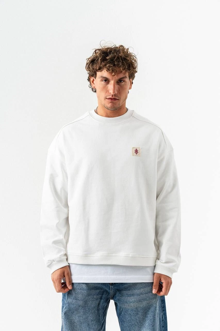 0 Yaka Baskılı Erkek Oversize Sweatshirt