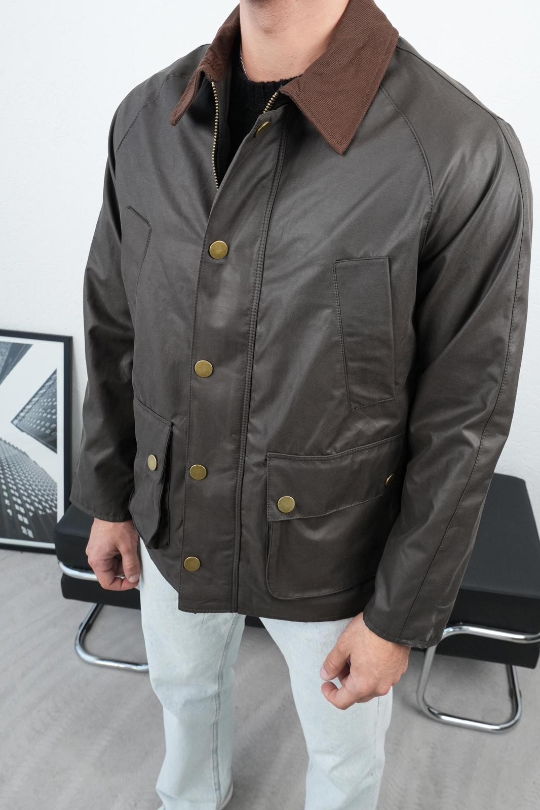 Yaka Detaylı Çift Cep Erkek Mont