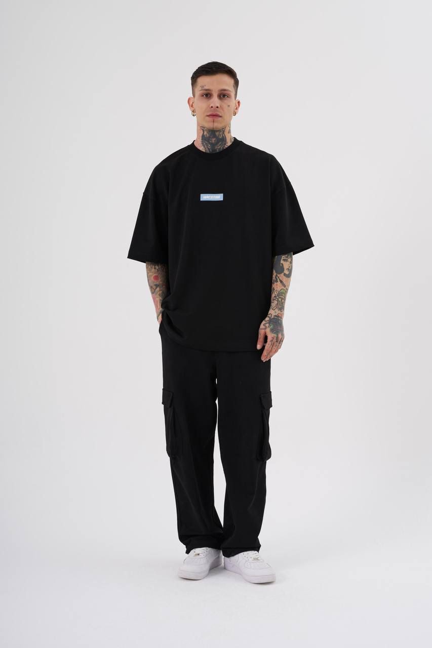 0 Yaka Ön Arka My Life is Comedy Baskı Oversize T-Shirt