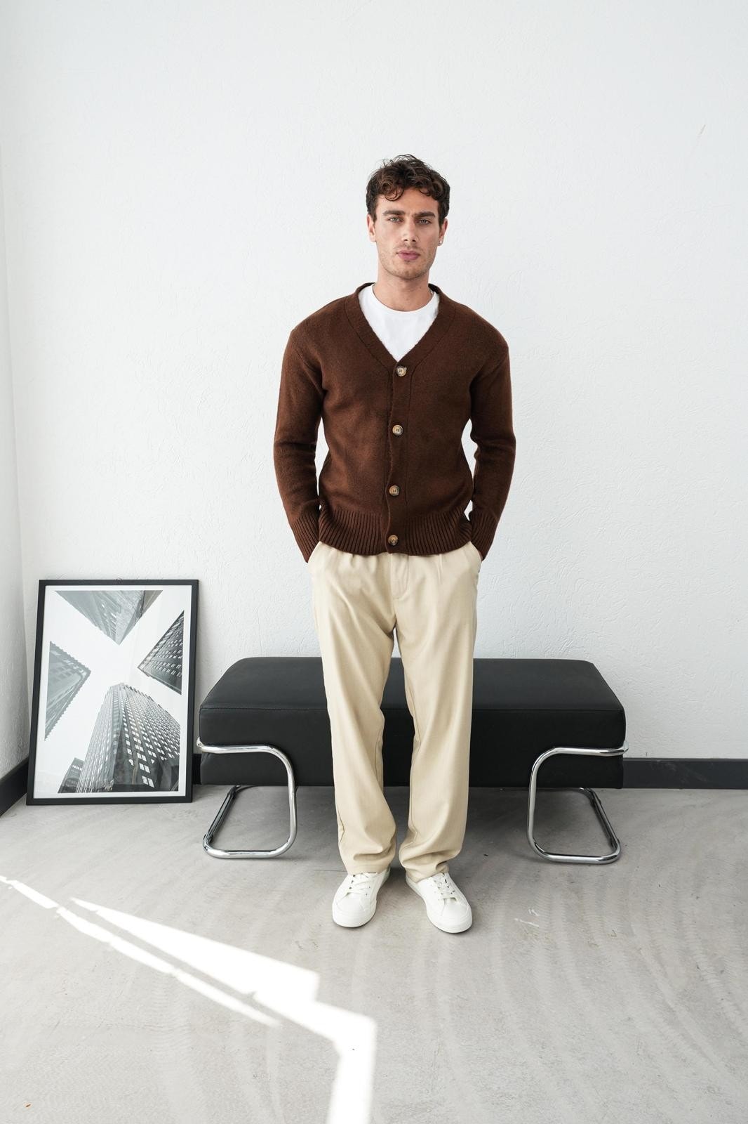 Ön Düğmeli Erkek Triko Ceket