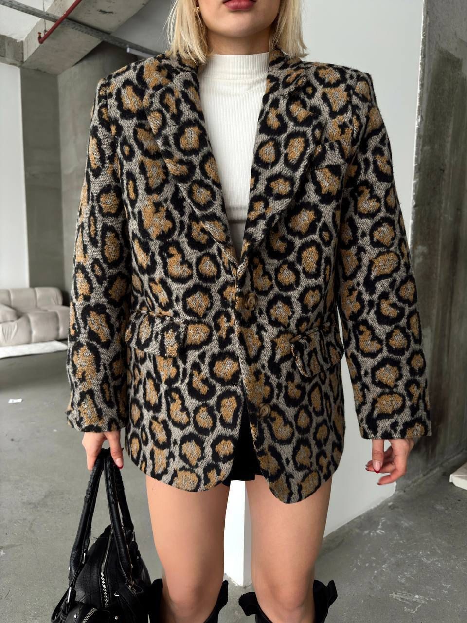 Wasso 0495 Leopar Kaşe Ceket