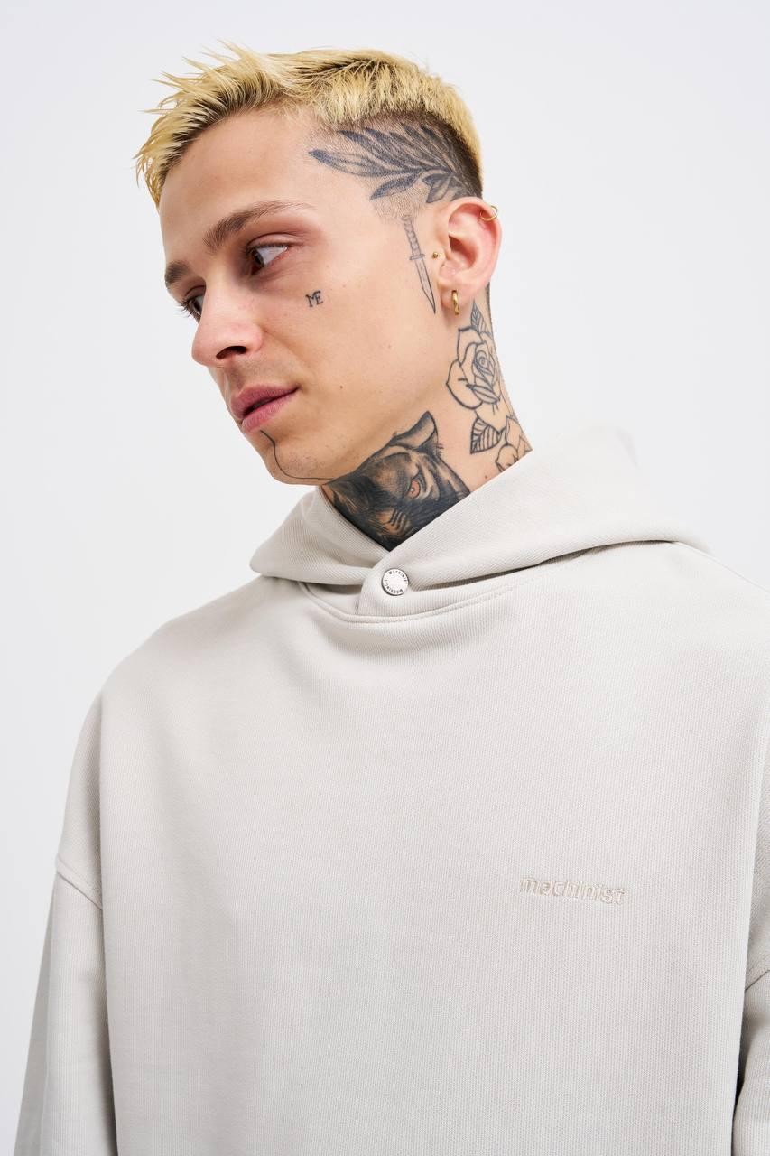 Kapüşonlu Basıc Dıagonal Oversize Sweatshirt