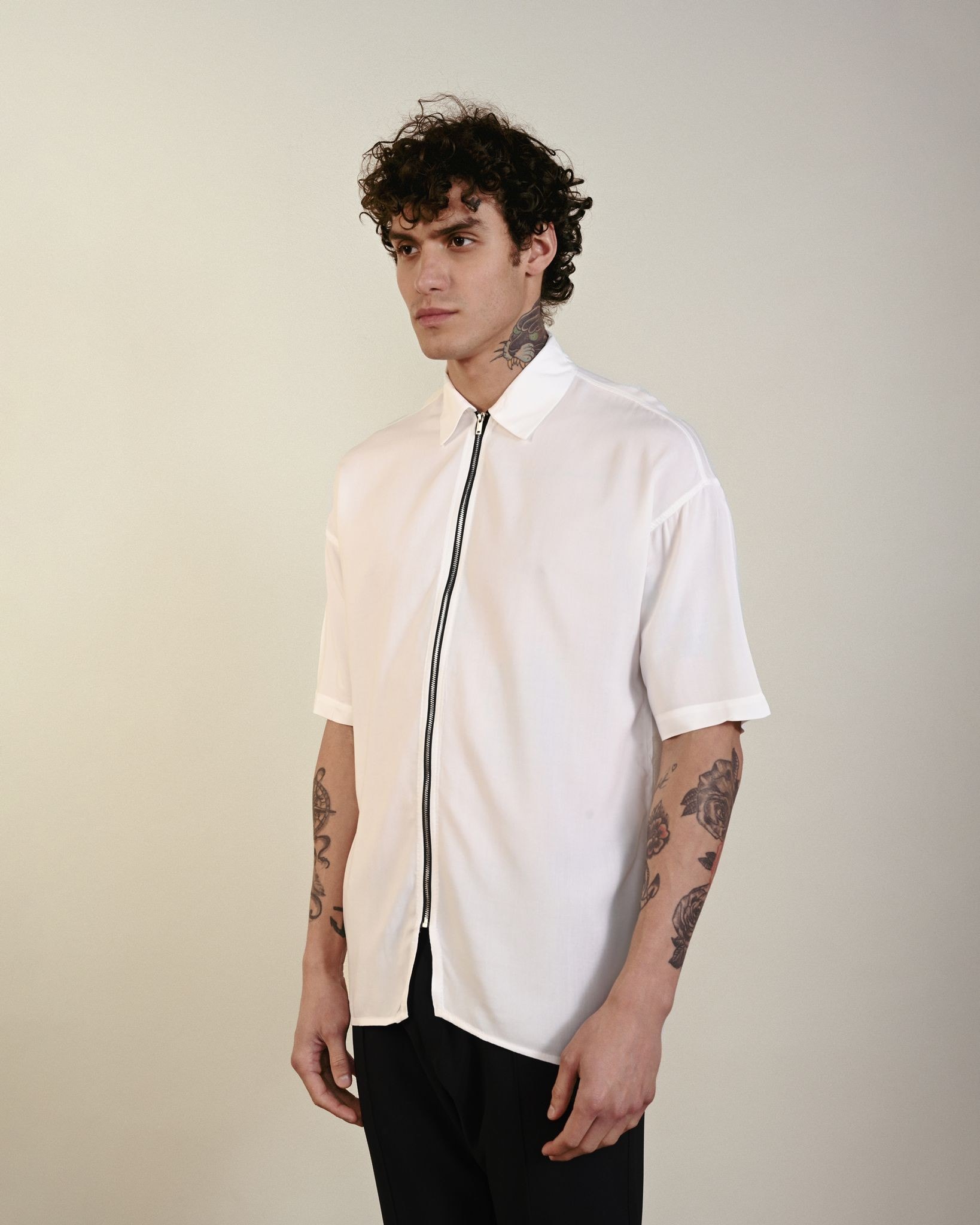 Ön Fermuar Detay Oversize Erkek Gömlek